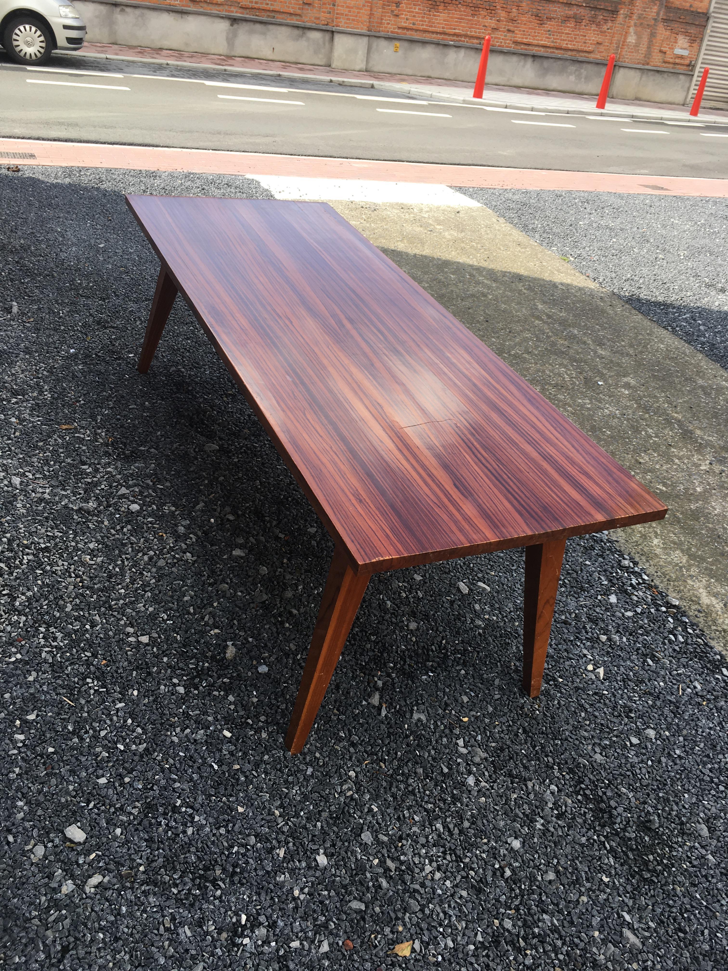 Large vintage table in solid zebra wood circa 1960 For Sale 3