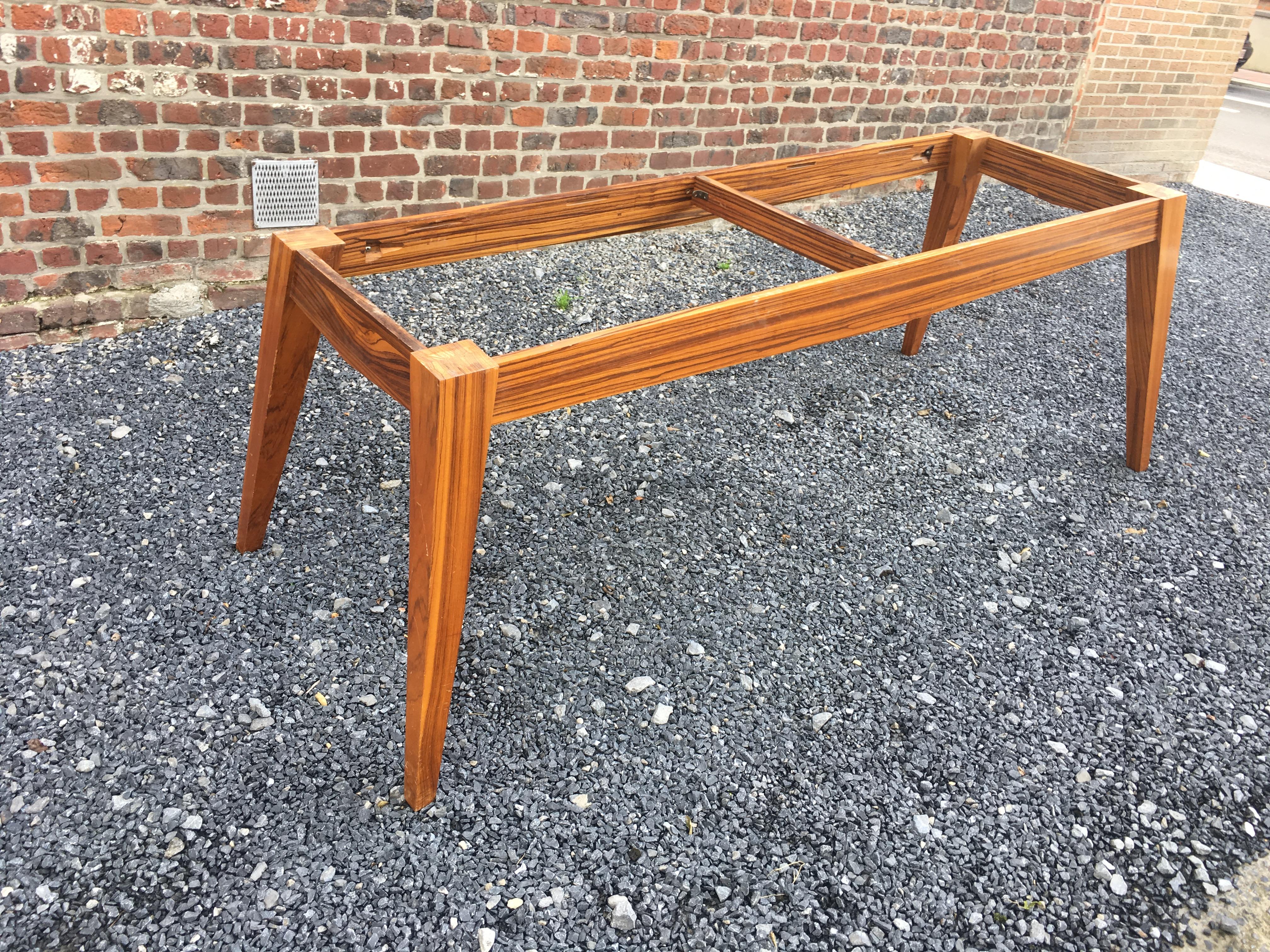 Large vintage table in solid zebra wood circa 1960 For Sale 6