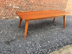 Large vintage table in solid zebra wood circa 1960