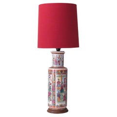 Large Vintage Table Lamp with a Handmade Custom Lampshade