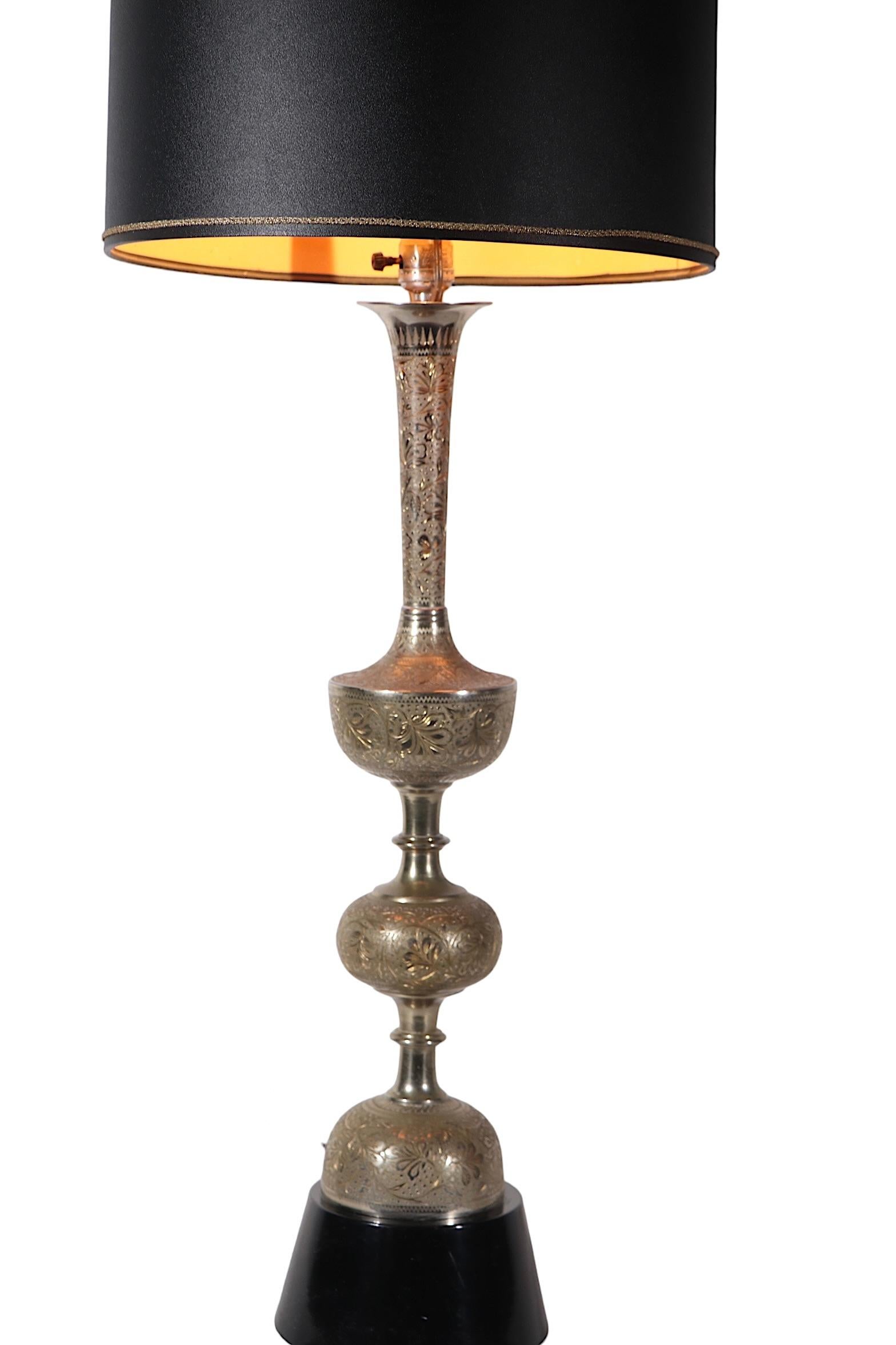  Large Vintage Table Lamp with Chased Silver Finish c. 1970's  For Sale 10