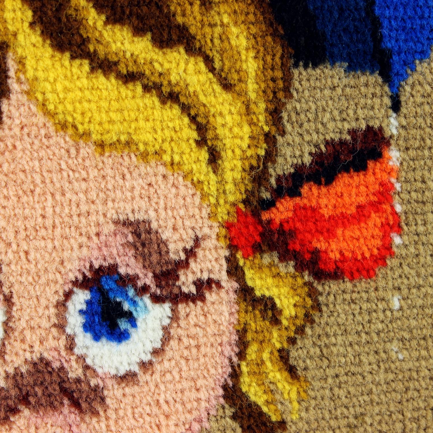 Großer Vintage-Wandteppich mit Cartoon-Mädchen im Rahmen, Tschechoslowakei 1970er Jahre (Moderne der Mitte des Jahrhunderts) im Angebot