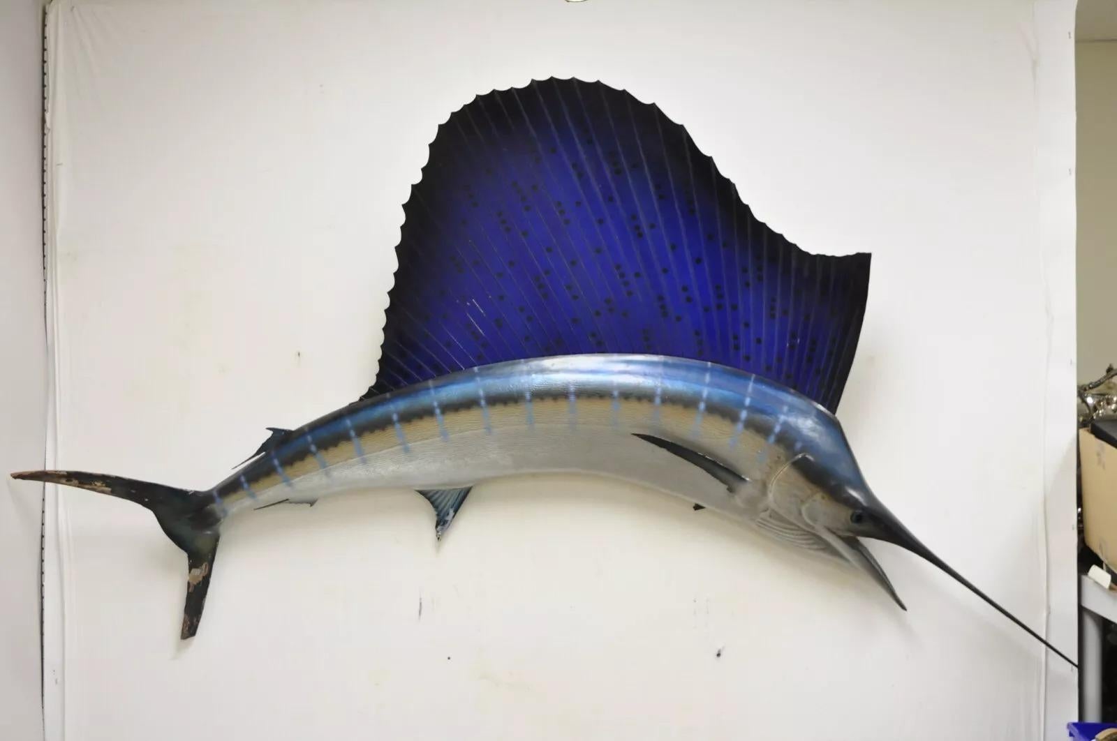 Large Vintage Taxidermy Replica Blue Marlin Sailfish 85