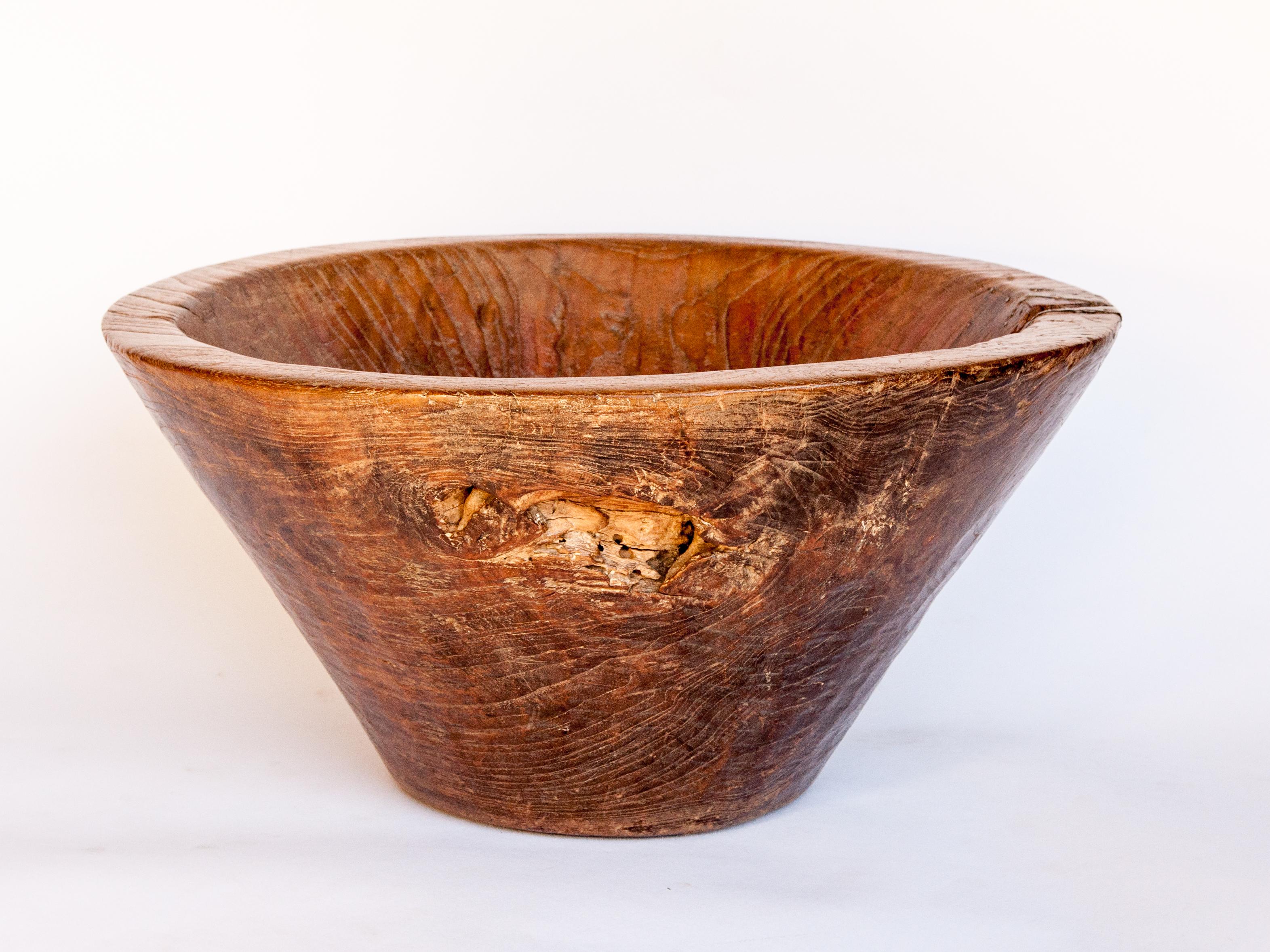 Country Large Vintage Teak Bowl, Hand Hewn 20.75 dia from North Java, Mid-20th Century