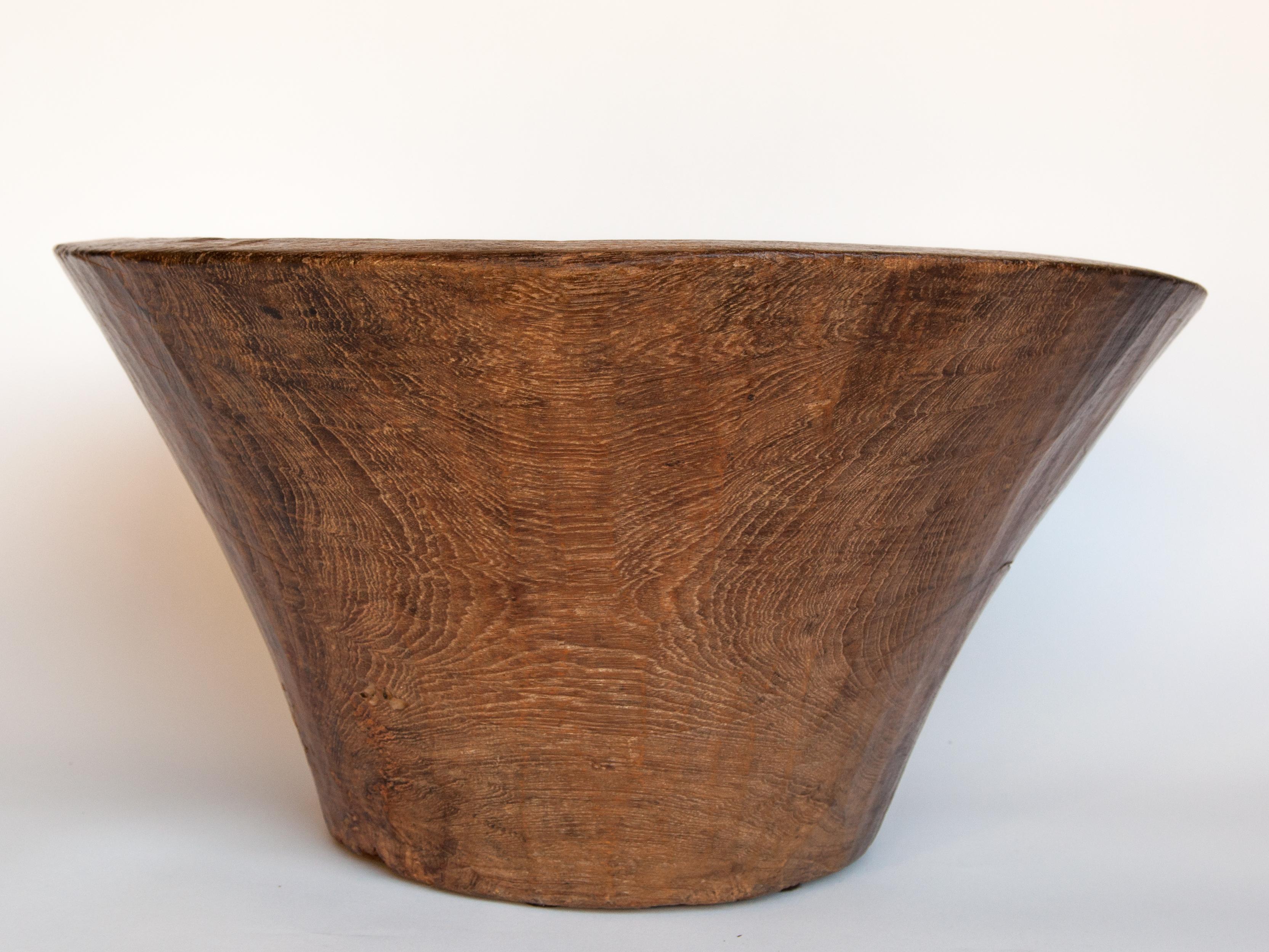 Hand-Crafted Large Vintage Teak Bowl, Hand Hewn, from Cirebon, North Java, Mid-20th Century