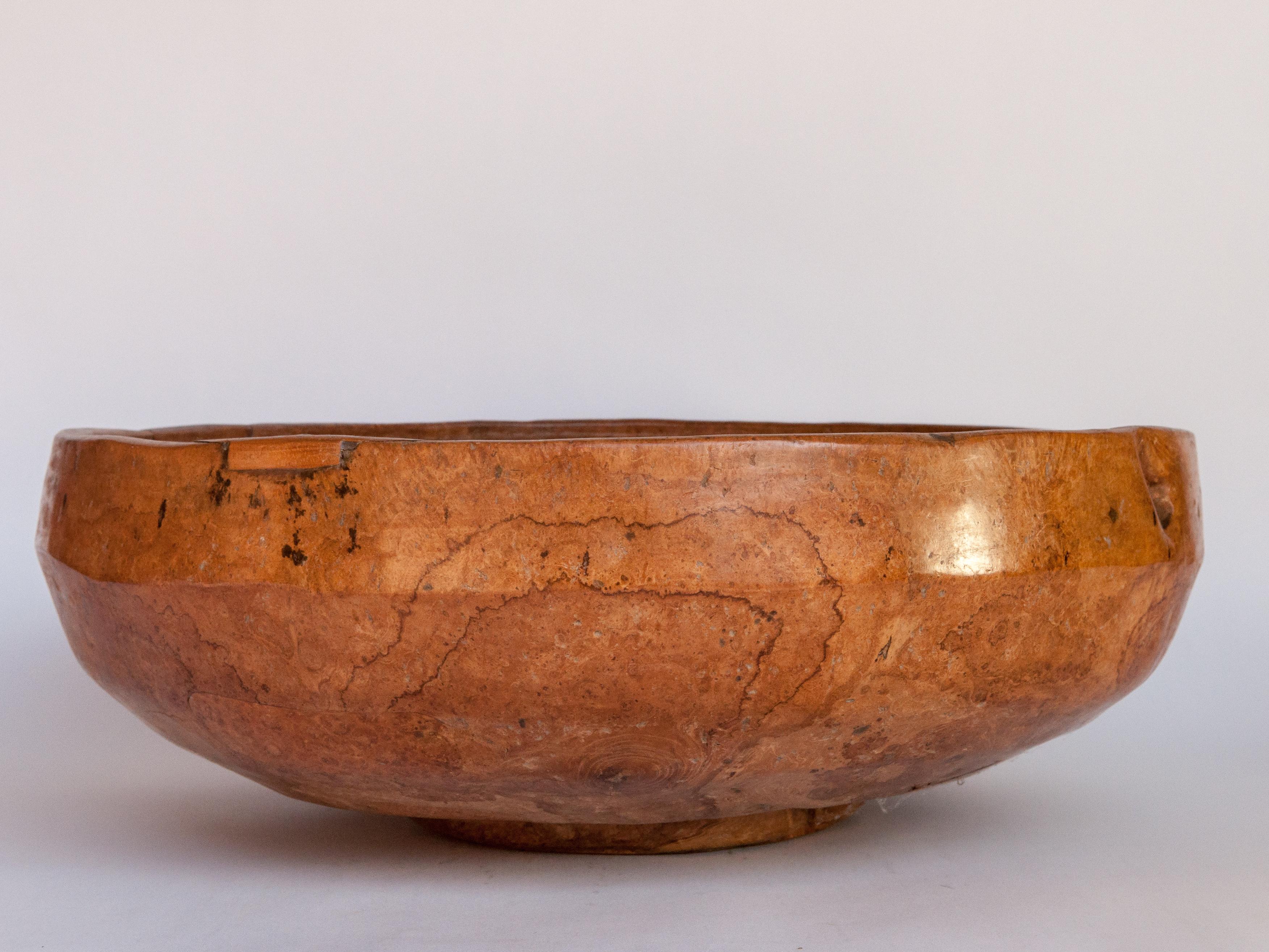 Large Vintage Teak Burl Wood Bowl, Java, Mid-20th Century at 1stDibs