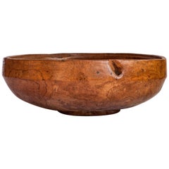 Large Vintage Teak Burl Wood Bowl, Java, Mid-20th Century