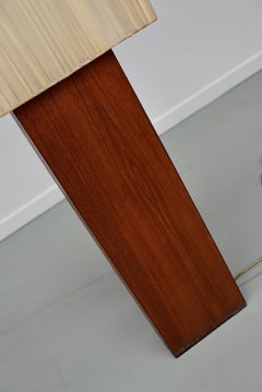 Large Vintage Teak Floorlamp with Square Beige Shade, 1960/70s