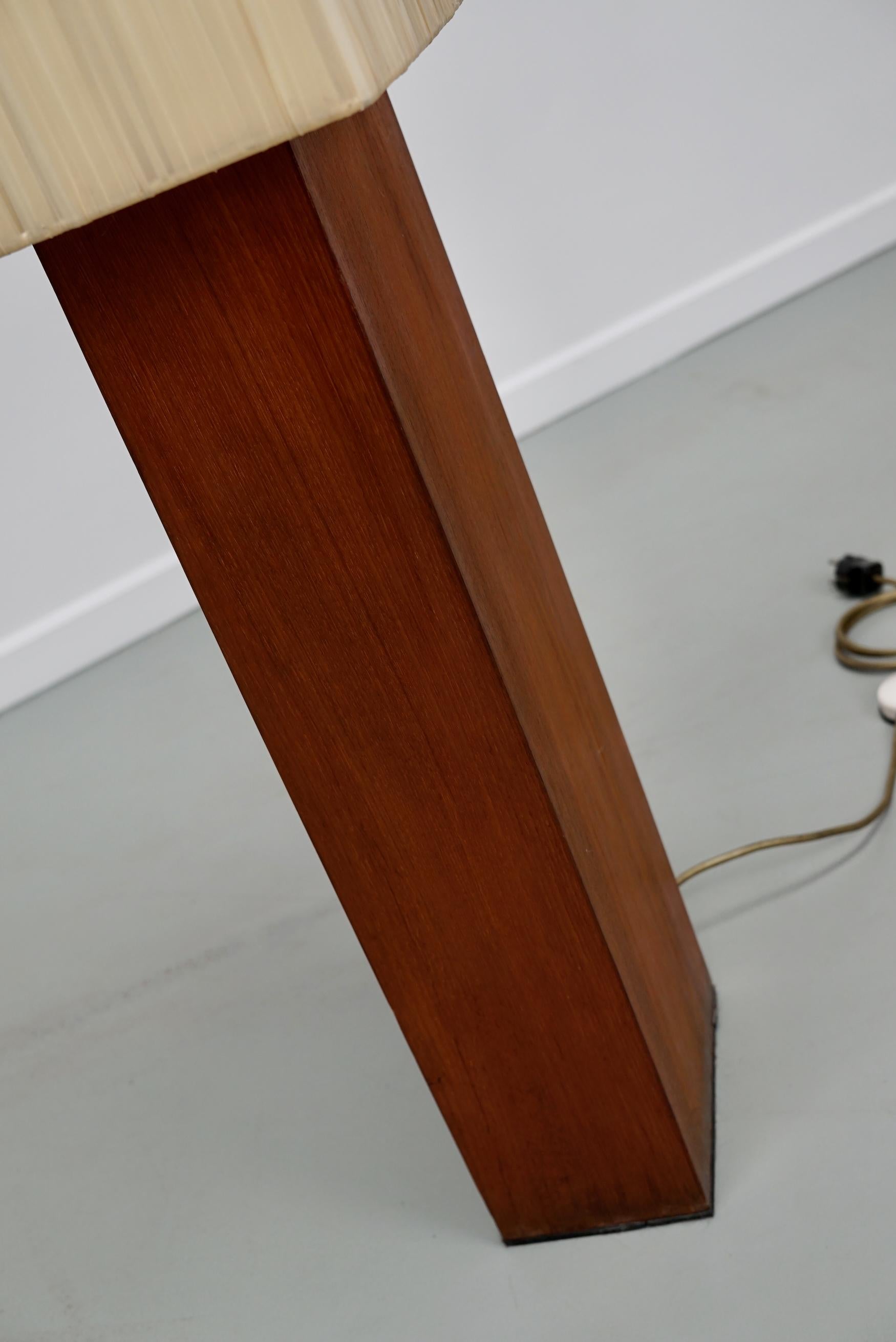 Late 20th Century Large Vintage Teak Floorlamp with Square Beige Shade, 1960/70s For Sale