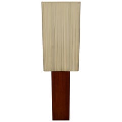 Große Vintage-Stehlampe aus Teakholz mit quadratischem beigefarbenem Schirm, 1960/70er Jahre