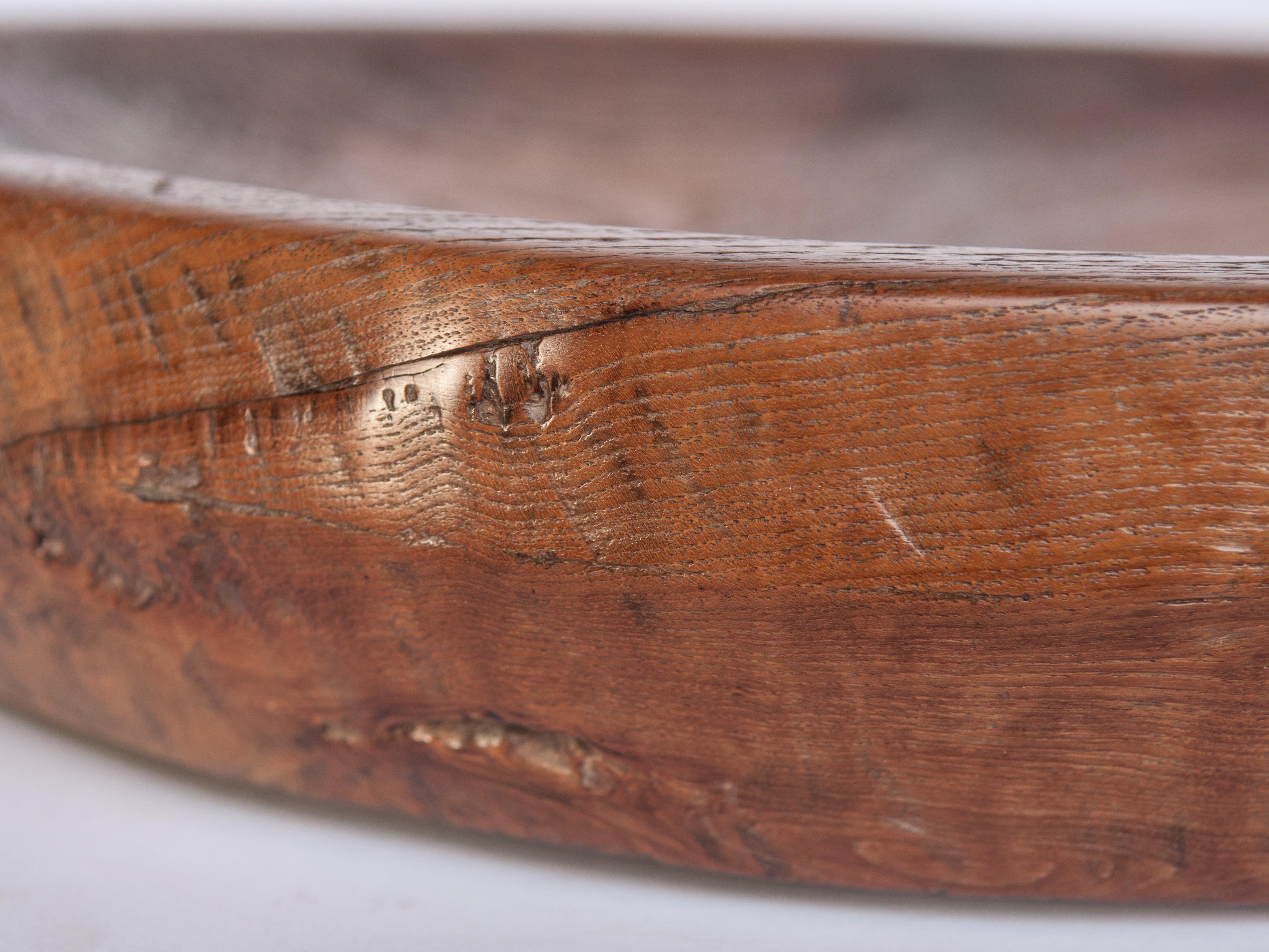 Large Vintage Teak Mortar Tray from Northern Thailand, Mid-20th Century 7