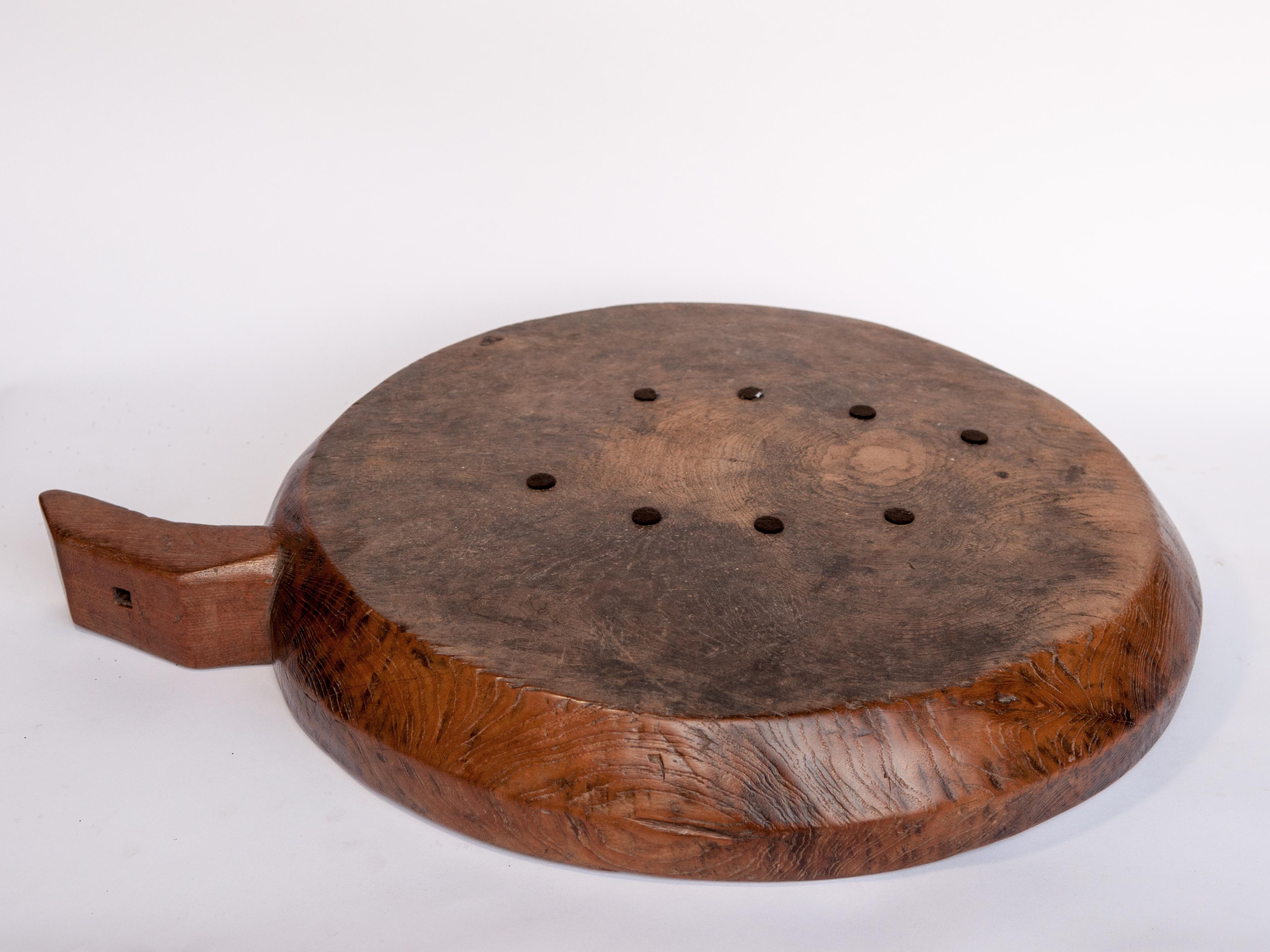 Large Vintage Teak Mortar Tray from Northern Thailand, Mid-20th Century 15