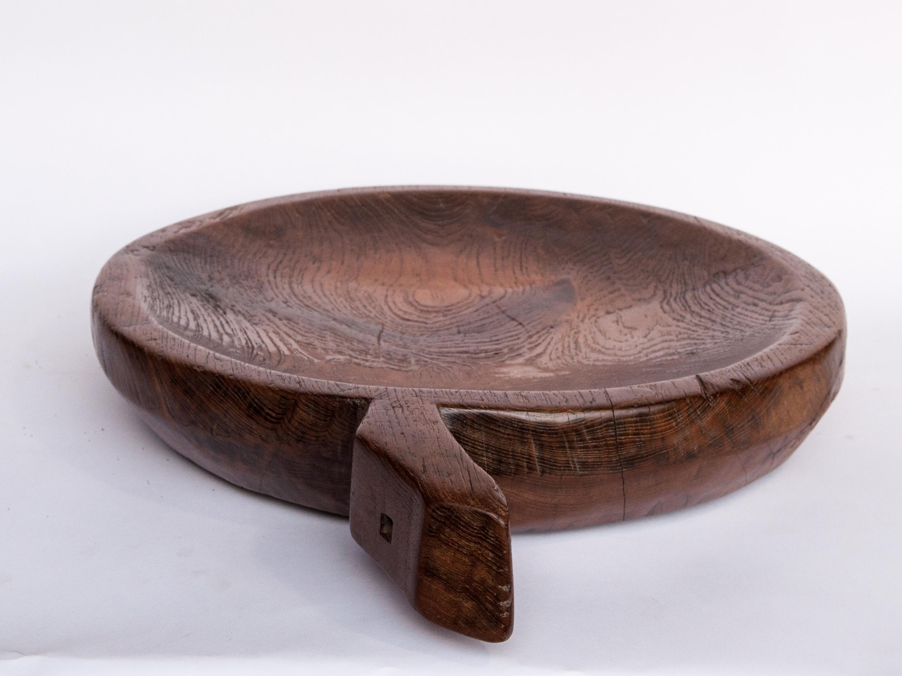 Organic Modern Large Vintage Teak Mortar Tray from Northern Thailand, Mid-20th Century