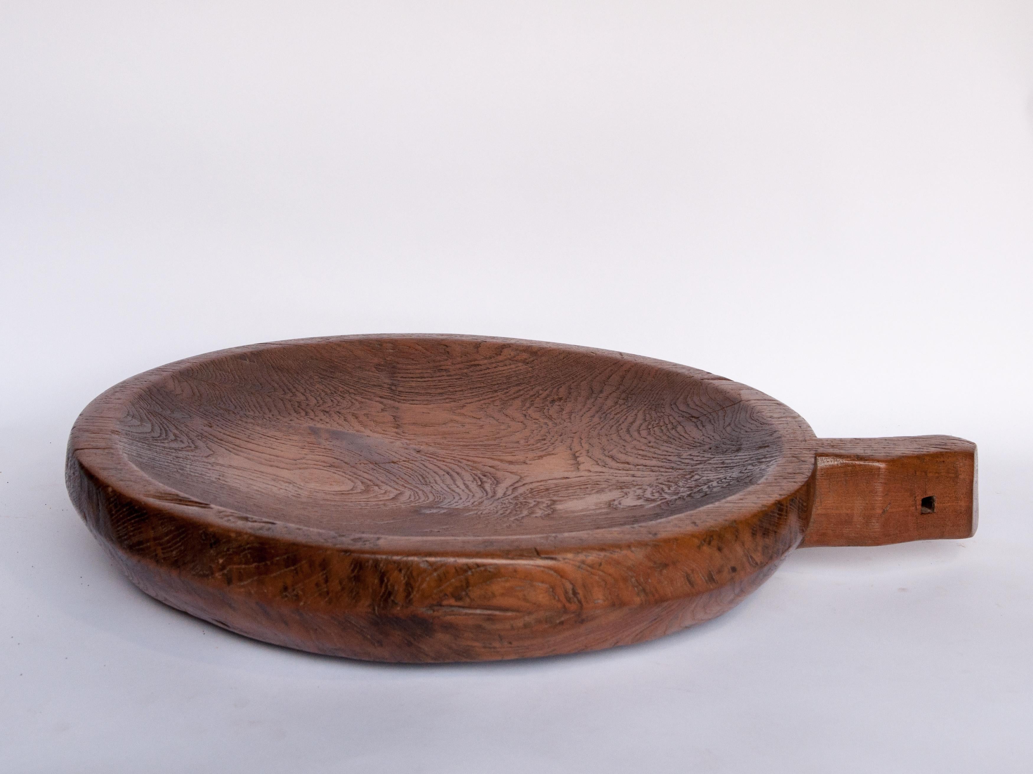 Hand-Crafted Large Vintage Teak Mortar Tray from Northern Thailand, Mid-20th Century