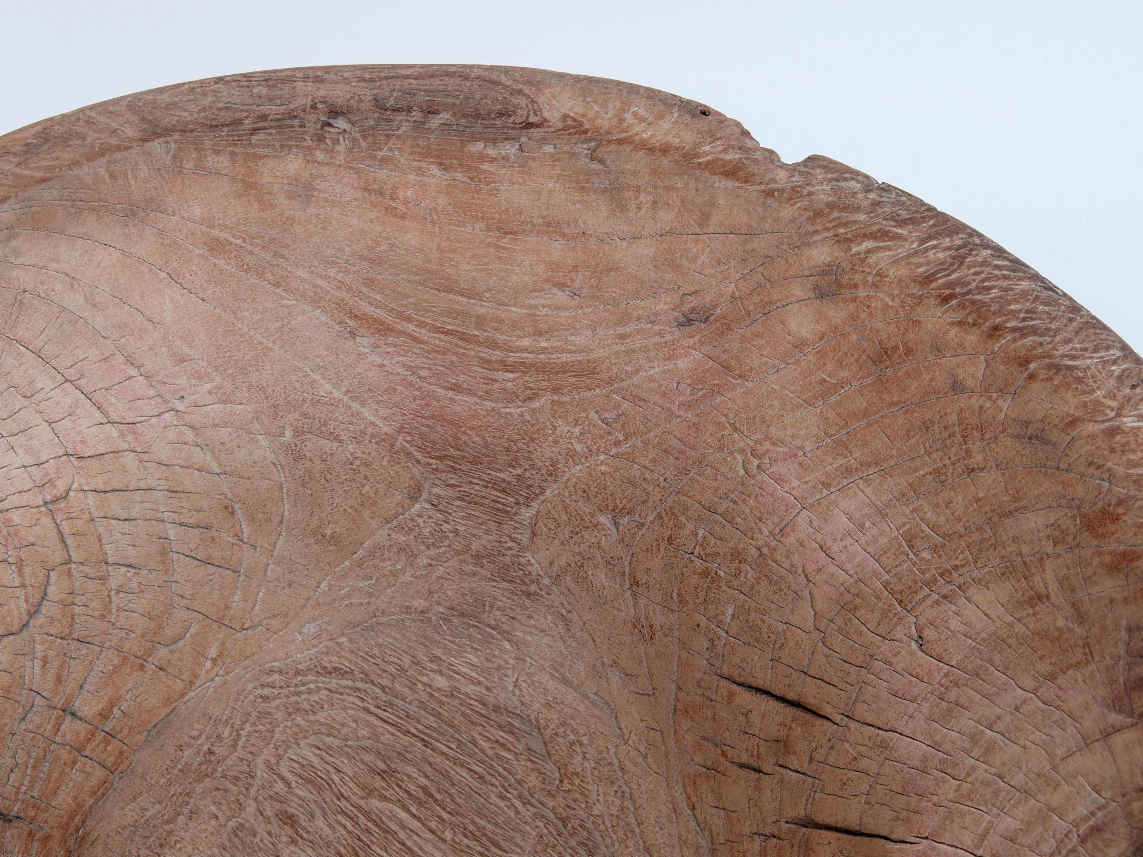 Large Vintage Teak Wood Bowl, from North Java, Mid-20th Century 6