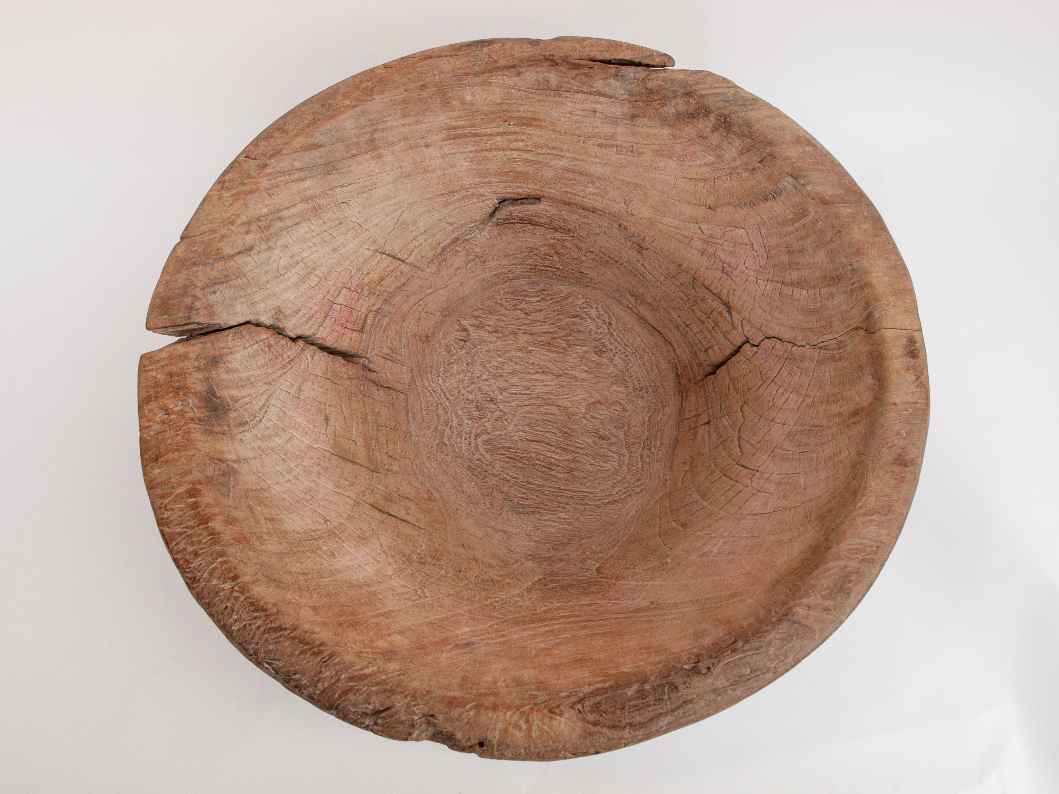 Large Vintage Teak Wood Bowl, from North Java, Mid-20th Century 1