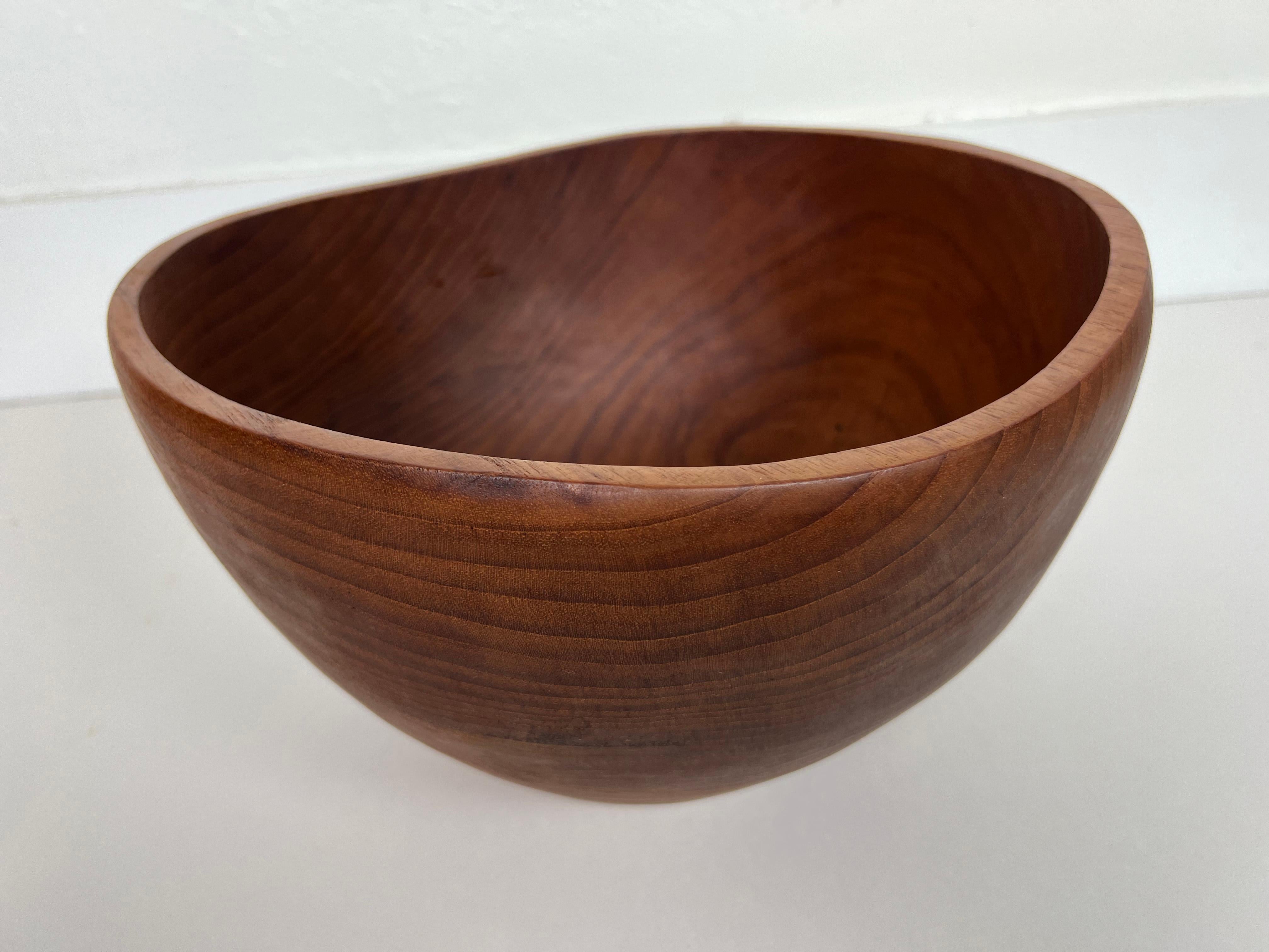 Scandinavian Modern Large Vintage Teak Wood Bowl
