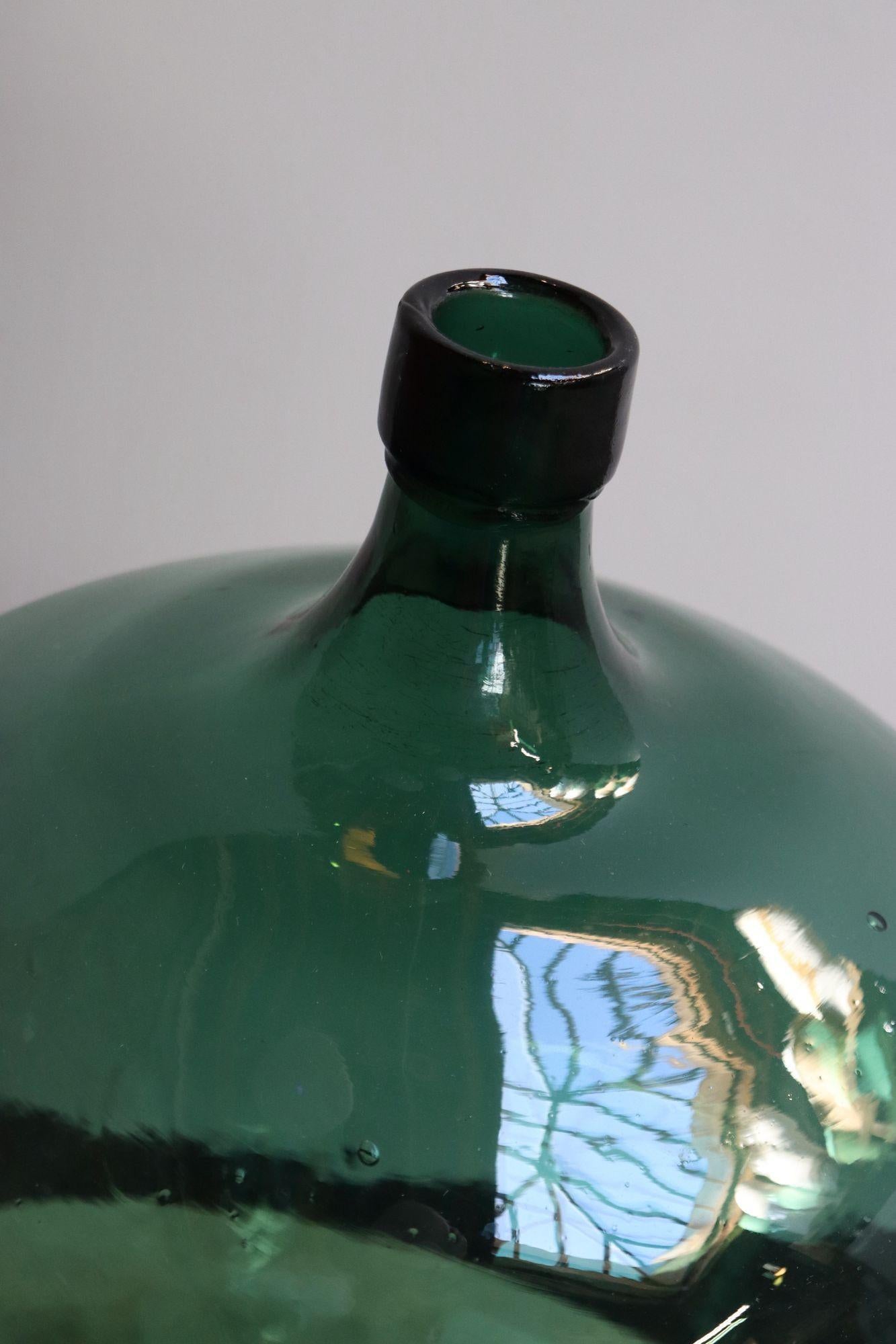 Große Vintage Teal Aqua Grün Französisch Demijohn / Carboy im Angebot 11
