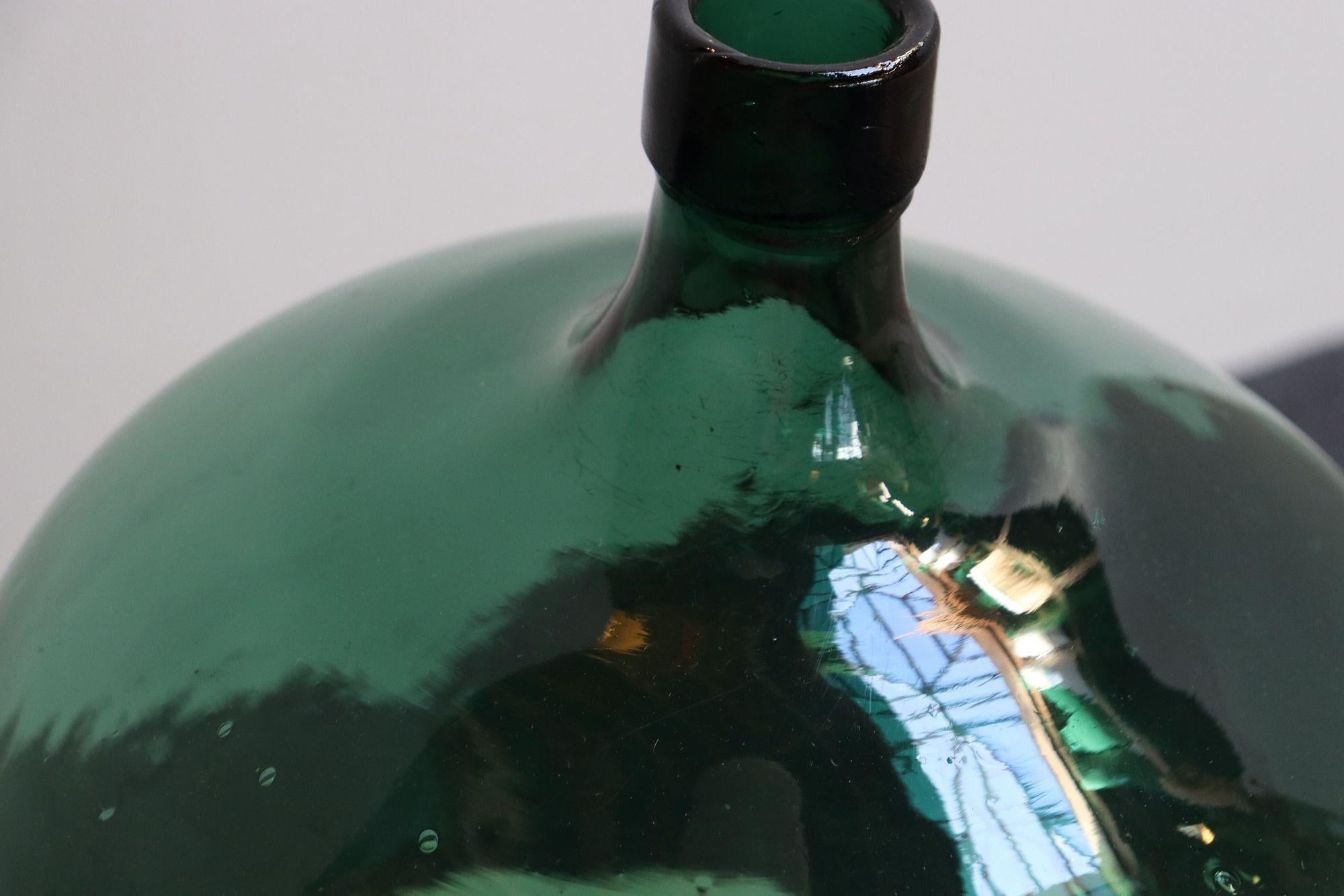 Große Vintage Teal Aqua Grün Französisch Demijohn / Carboy im Angebot 9