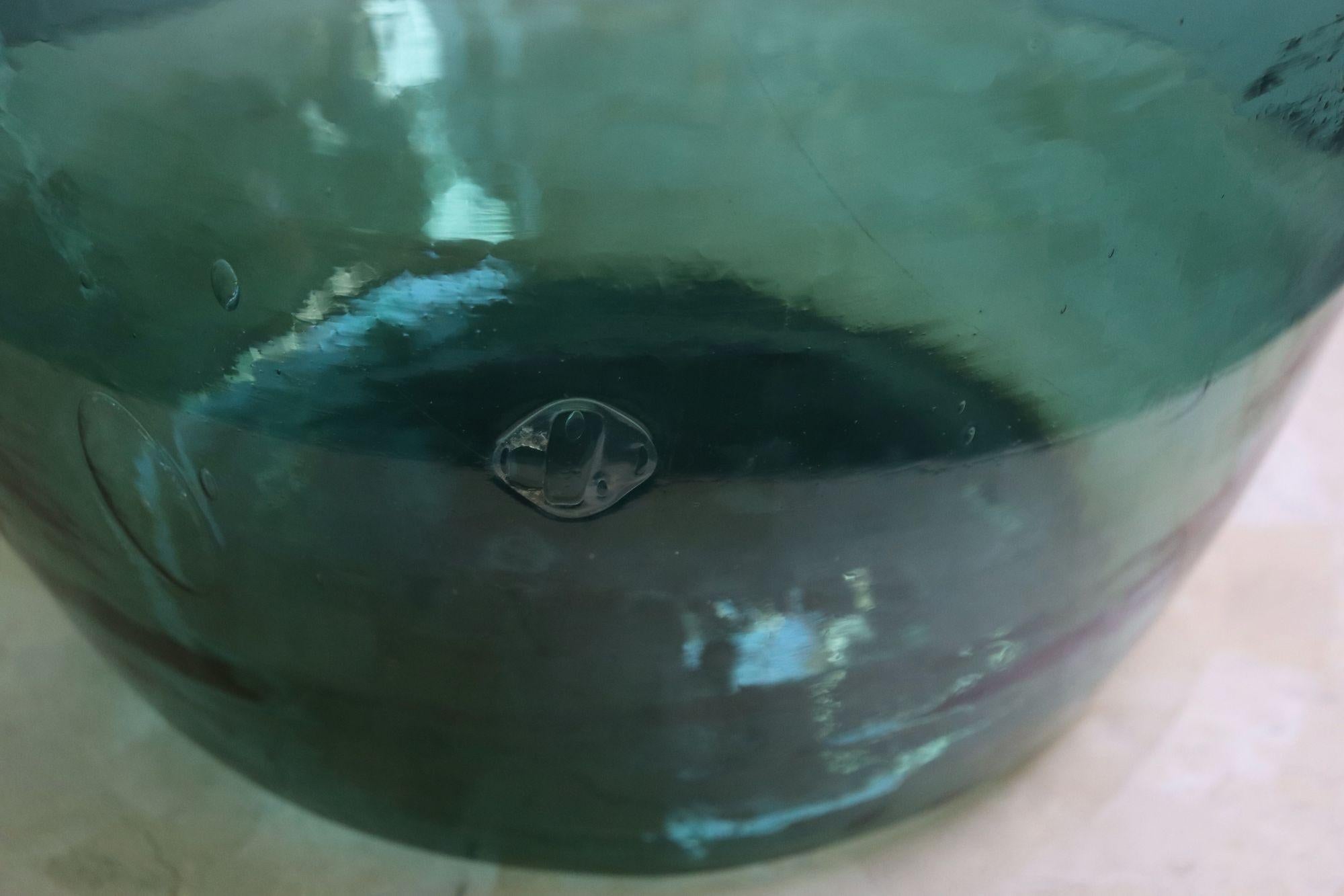 Große Vintage Teal Aqua Grün Französisch Demijohn / Carboy im Angebot 1