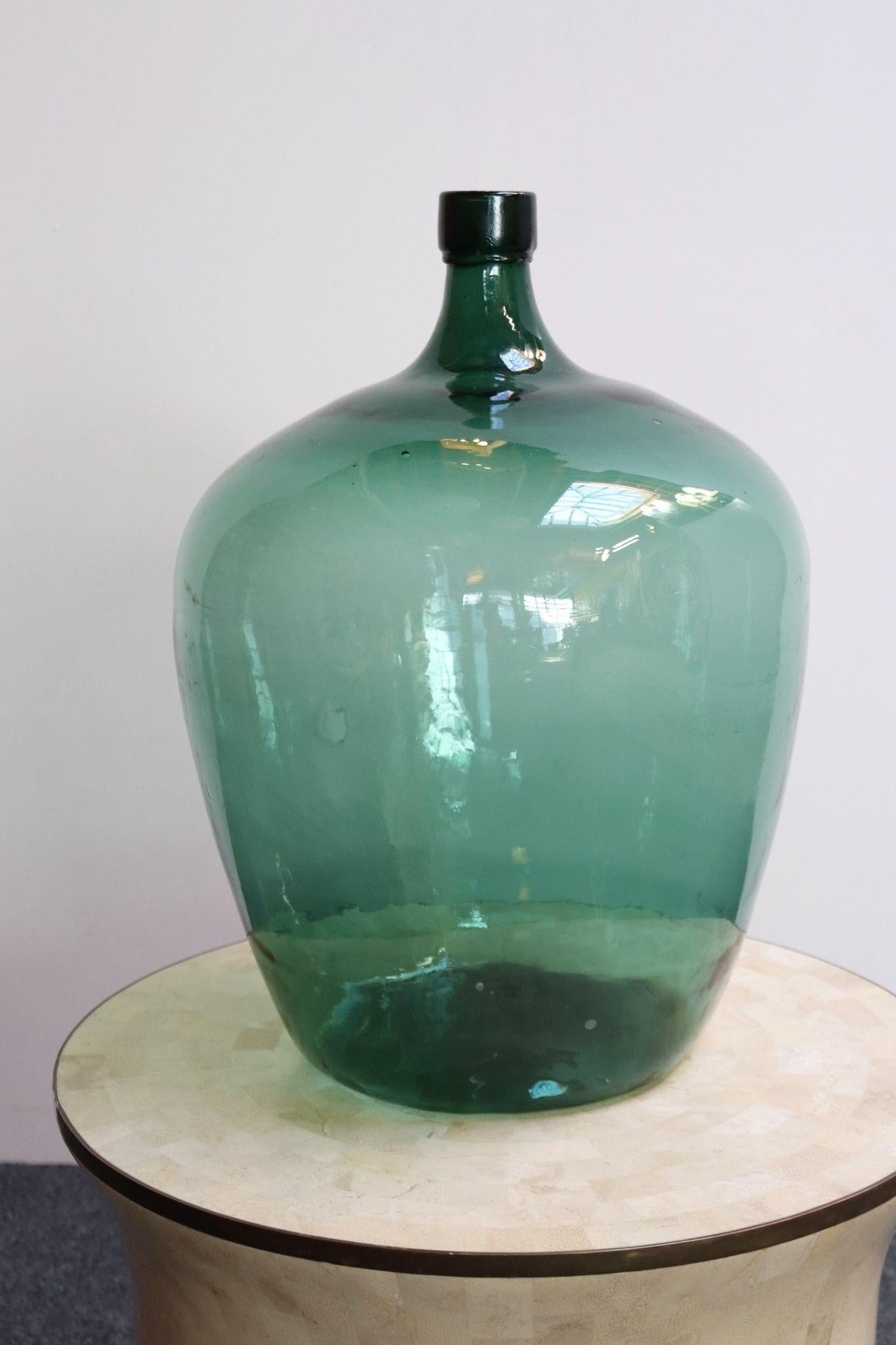 Große Vintage Teal Aqua Grün Französisch Demijohn / Carboy im Angebot 7