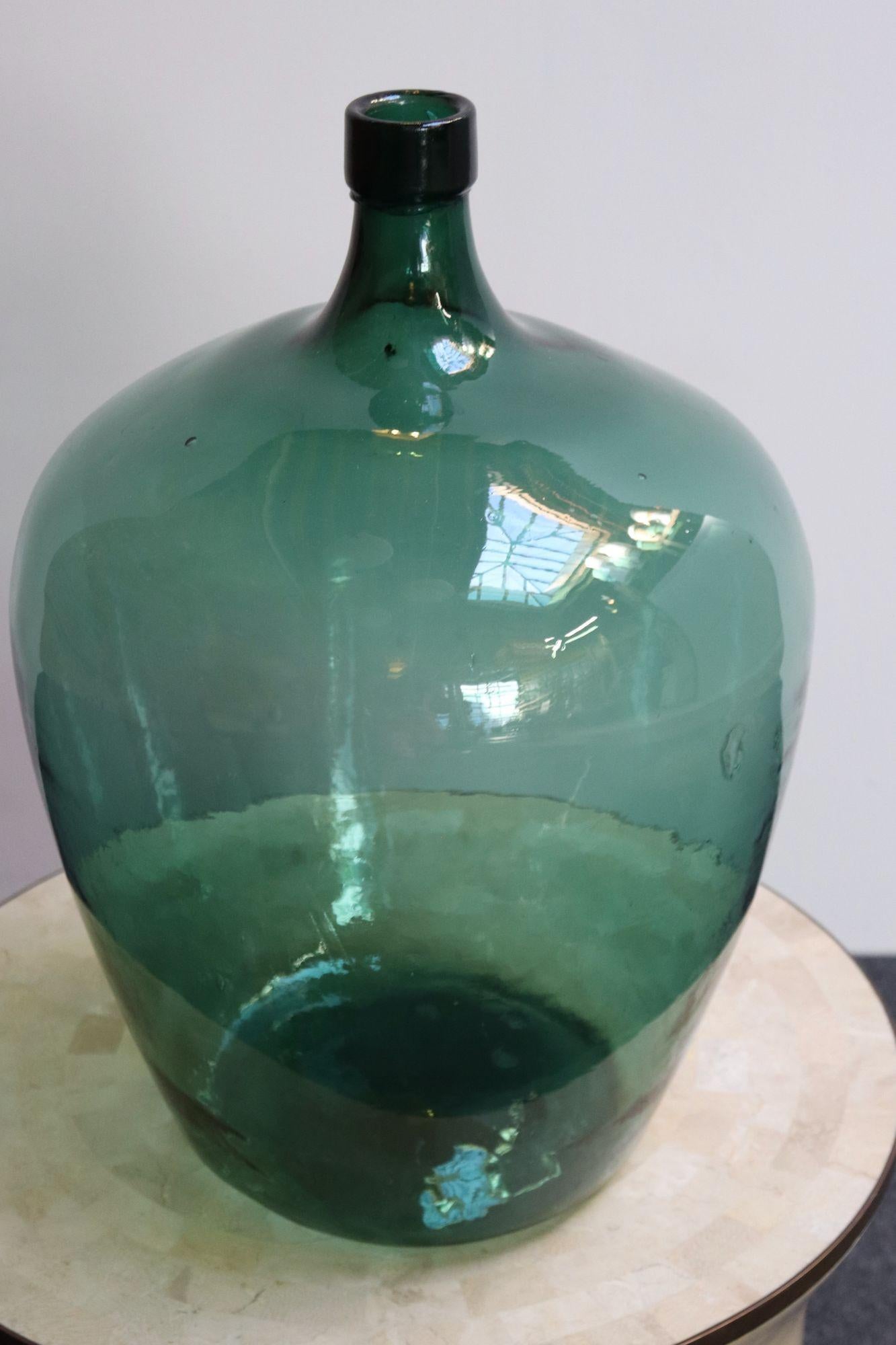 Große Vintage Teal Aqua Grün Französisch Demijohn / Carboy (Französische Provence) im Angebot