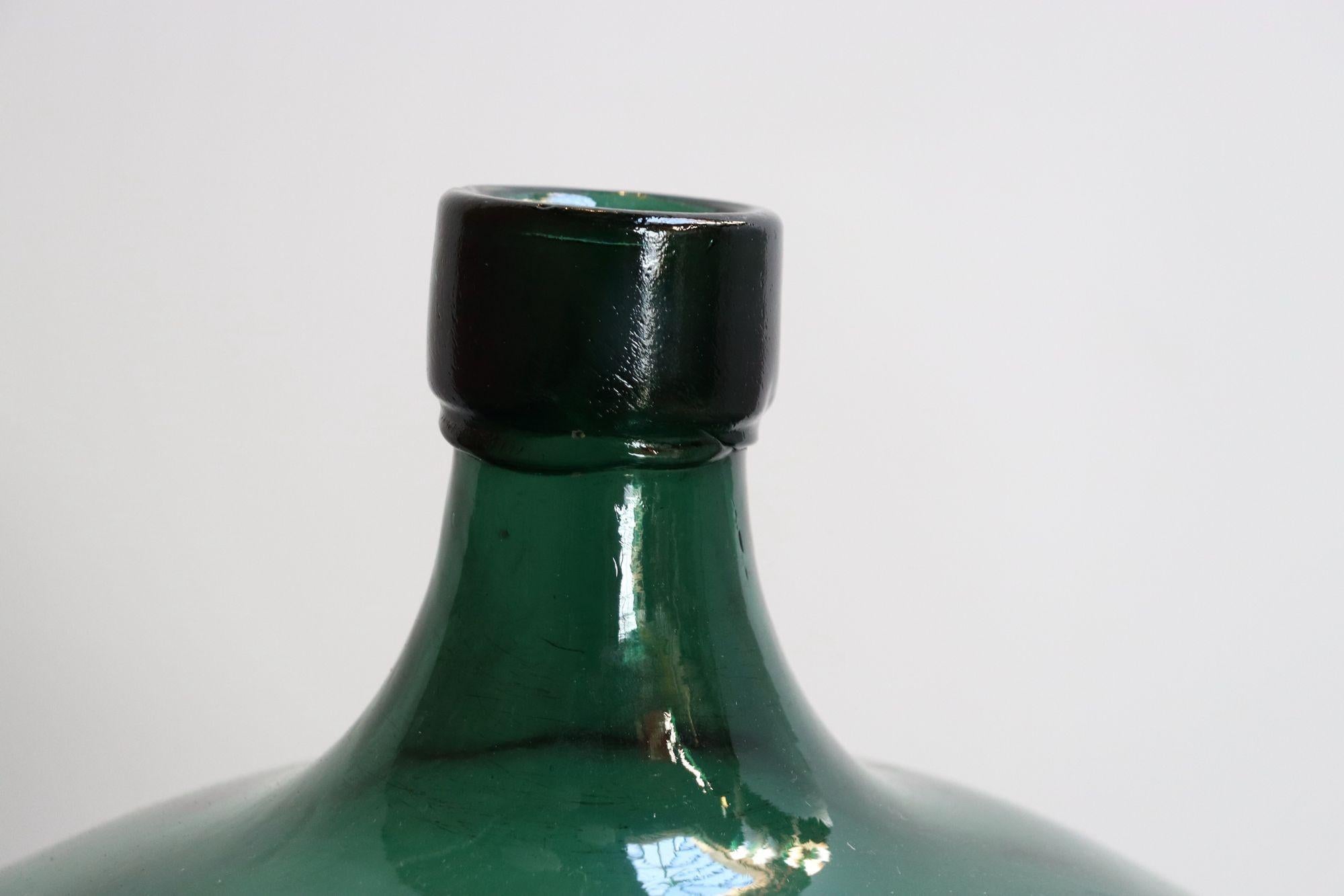Große Vintage Teal Aqua Grün Französisch Demijohn / Carboy im Angebot 10