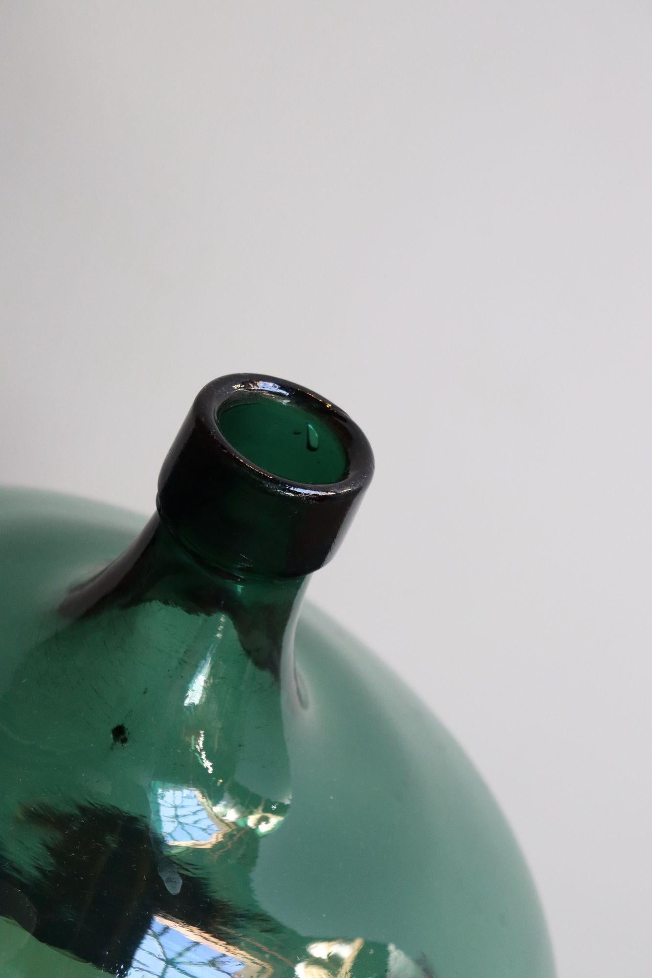 Große Vintage Teal Aqua Grün Französisch Demijohn / Carboy (Geblasenes Glas) im Angebot