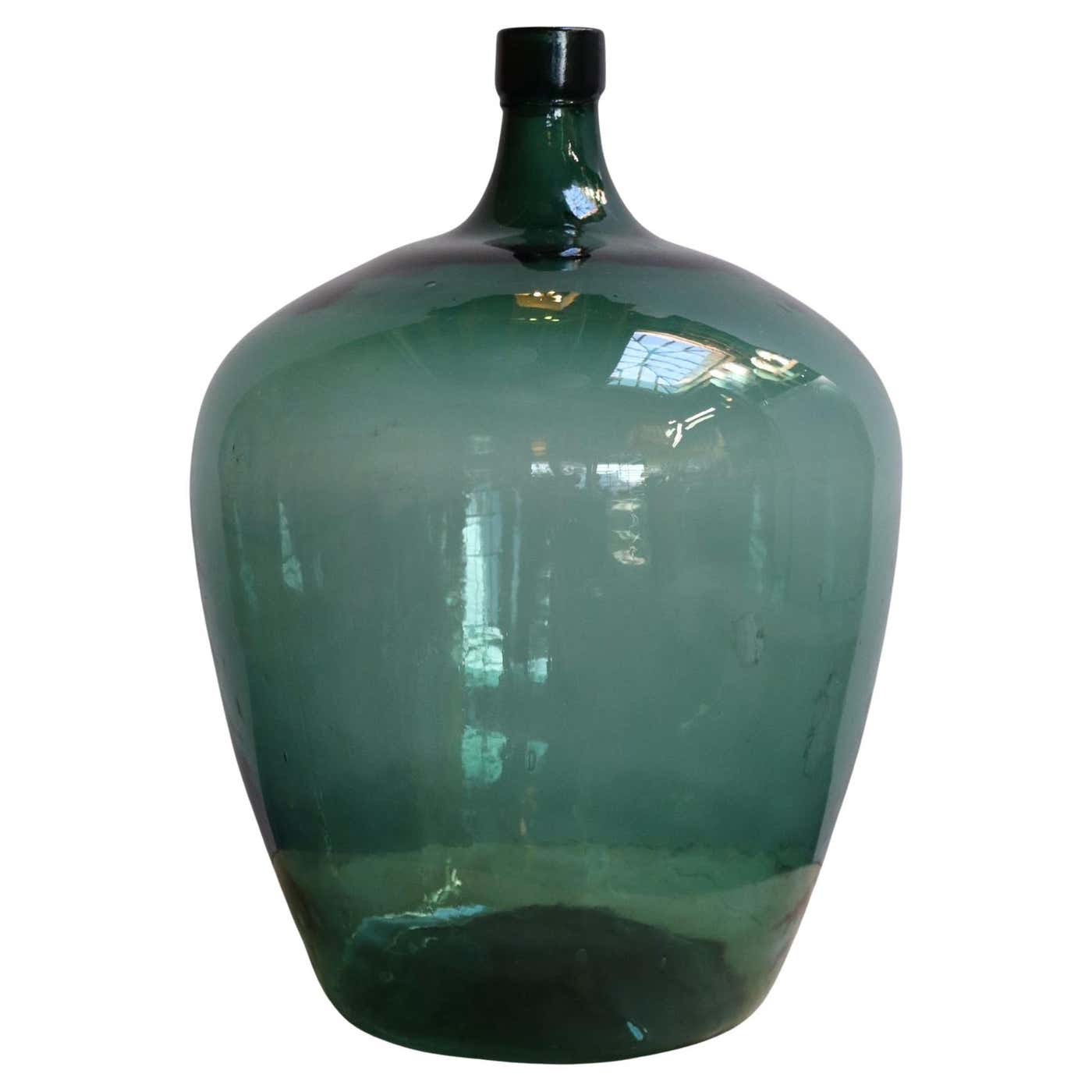 Large Vintage Teal Aqua Green French Demijohn / Carboy For Sale at 1stDibs