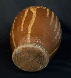 Large Vintage Terra Cotta Vase  Brown Glazed Pot  Mid-20th Century - 2Y576