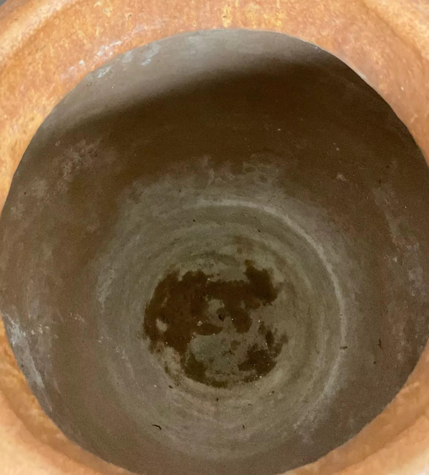 Gran jarrón vintage de terracota  Olla esmaltada marrón  Mediados del siglo XX - 2Y576 Francés en venta