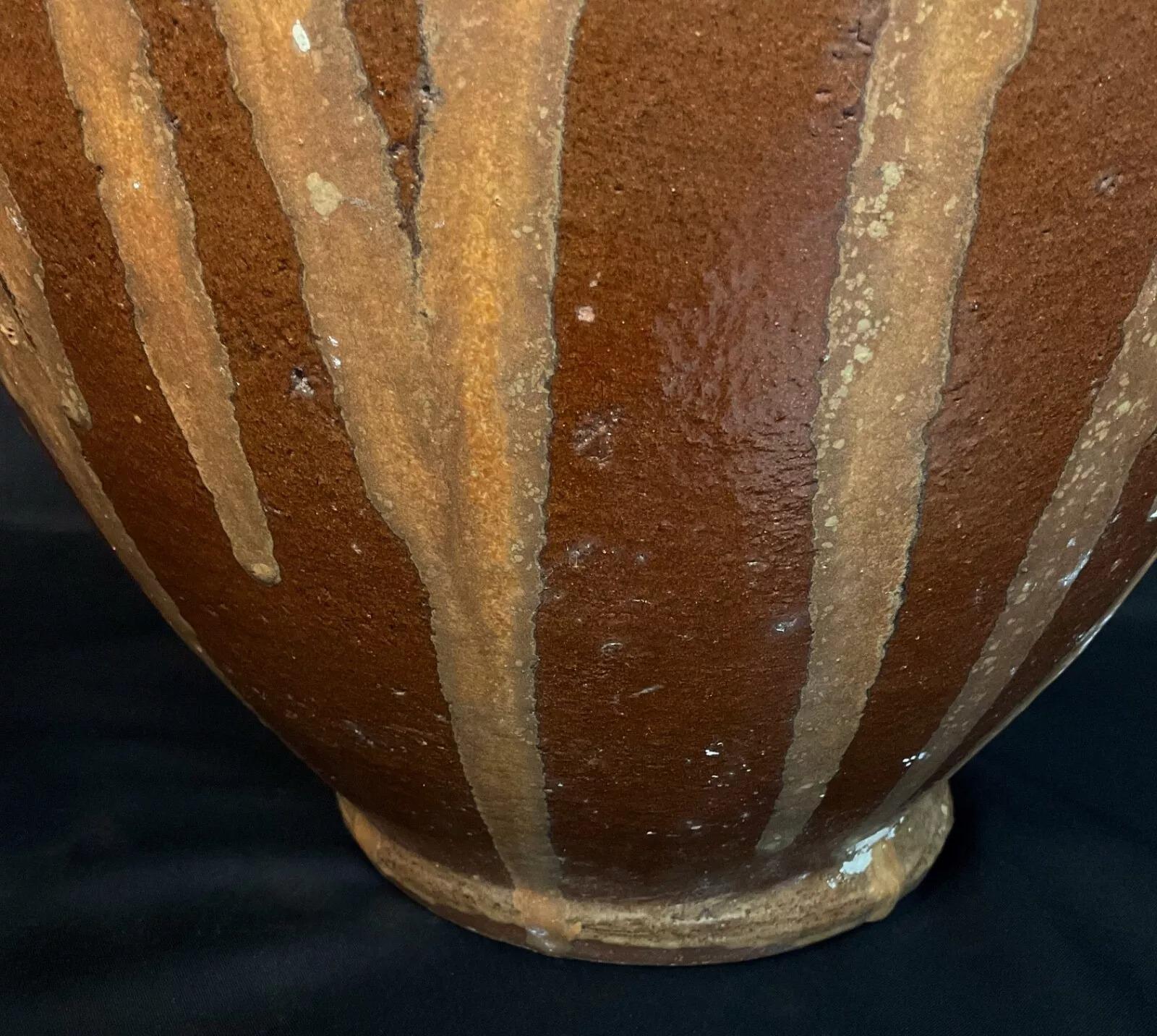 Gran jarrón vintage de terracota  Olla esmaltada marrón  Mediados del siglo XX - 2Y576 en Bueno estado para la venta en Bordeaux, FR