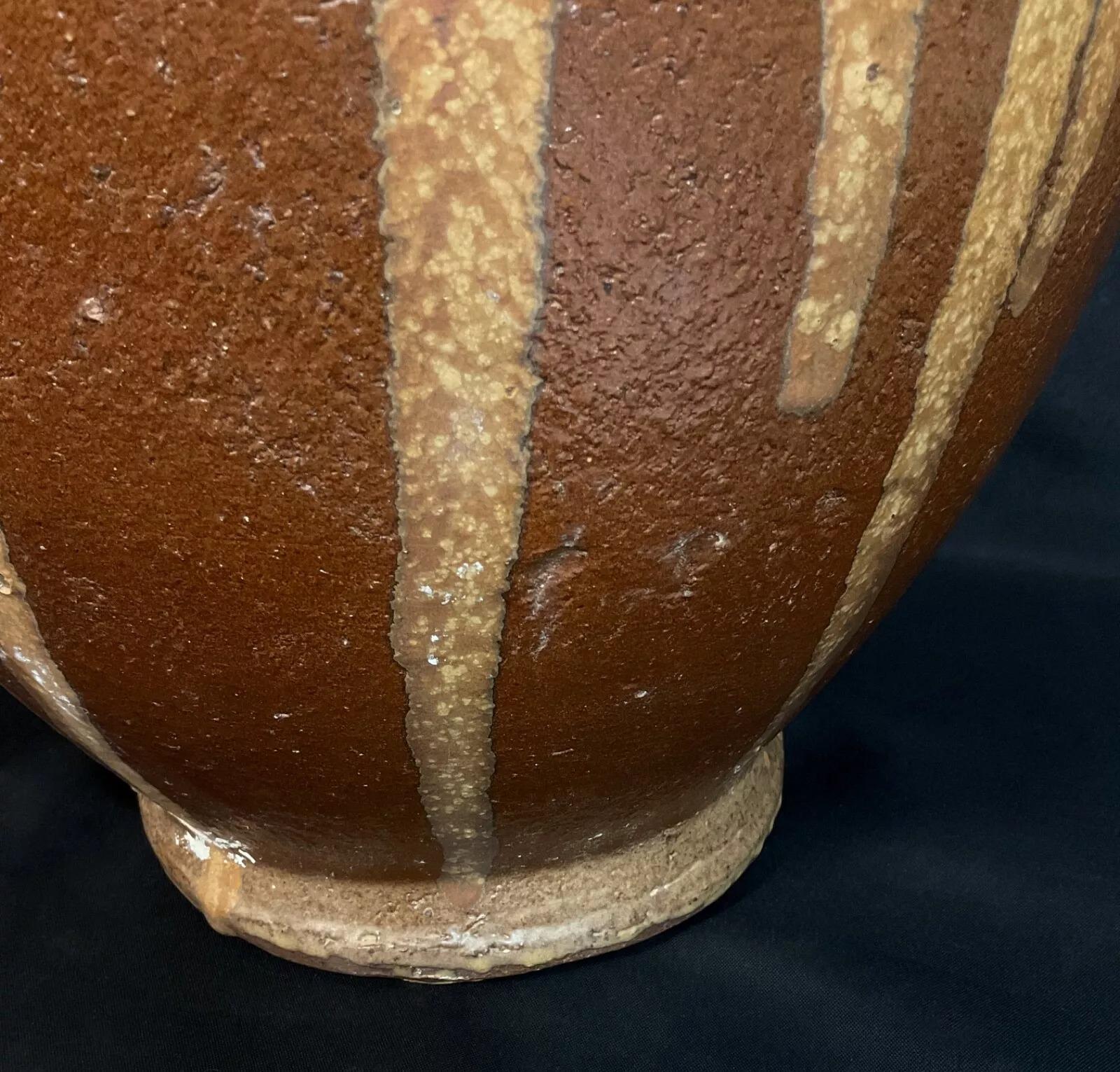 Gran jarrón vintage de terracota  Olla esmaltada marrón  Mediados del siglo XX - 2Y576 Terracota en venta