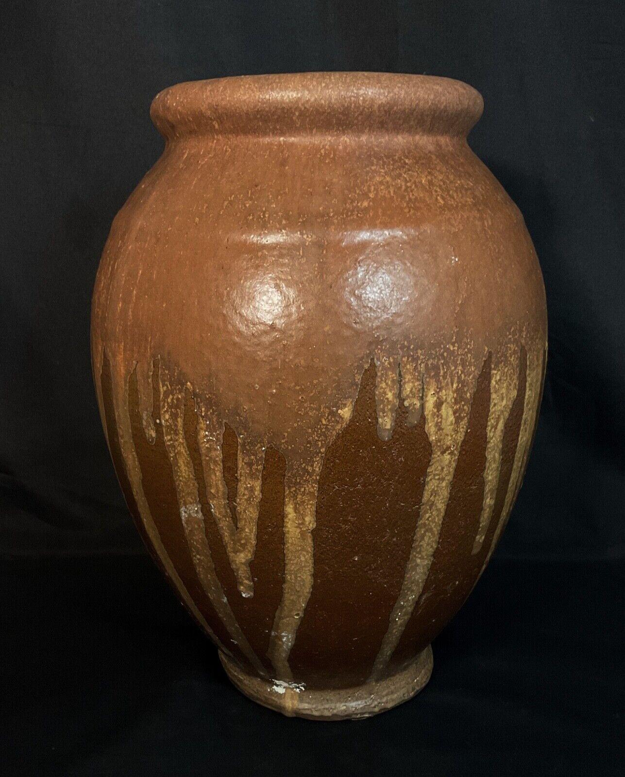 Gran jarrón vintage de terracota  Olla esmaltada marrón  Mediados del siglo XX - 2Y576 en venta 2