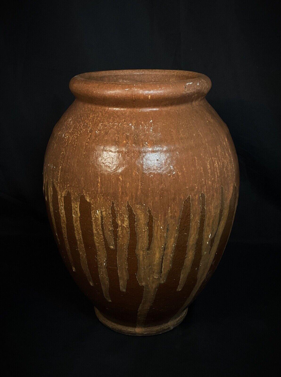 Gran jarrón vintage de terracota  Olla esmaltada marrón  Mediados del siglo XX - 2Y576 en venta 3