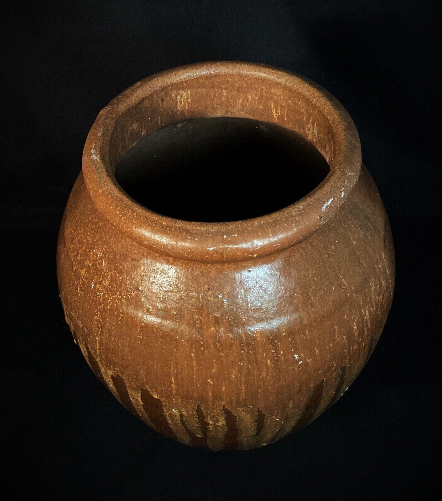 Gran jarrón vintage de terracota  Olla esmaltada marrón  Mediados del siglo XX - 2Y576 en venta 4
