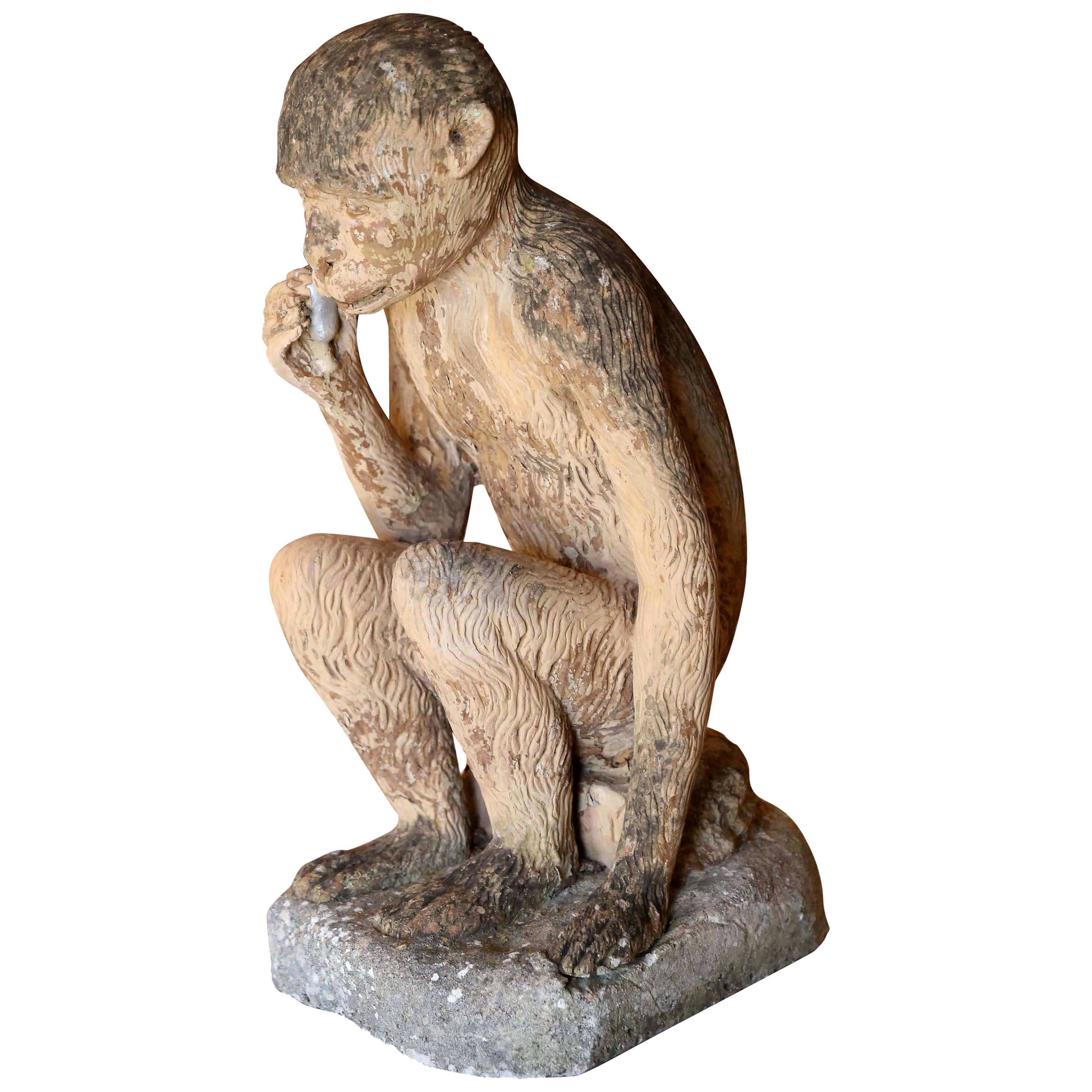 Stone Monkeys Set of 3 Large Sculpture in Stone For Sale at 1stdibs