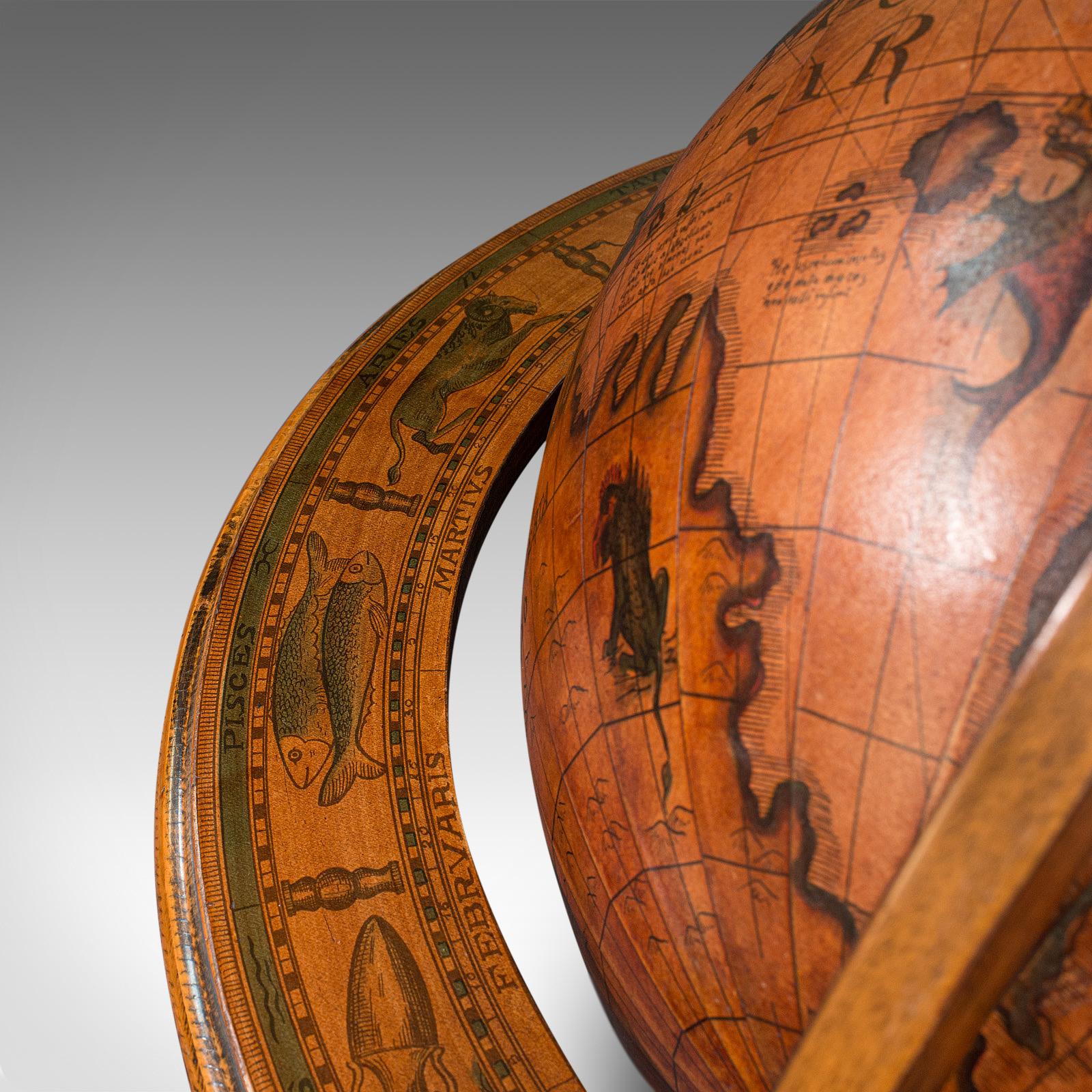 Large Vintage Terrestrial Globe, Continental, Beech, Rotating, Late 20th.C, 1970 5
