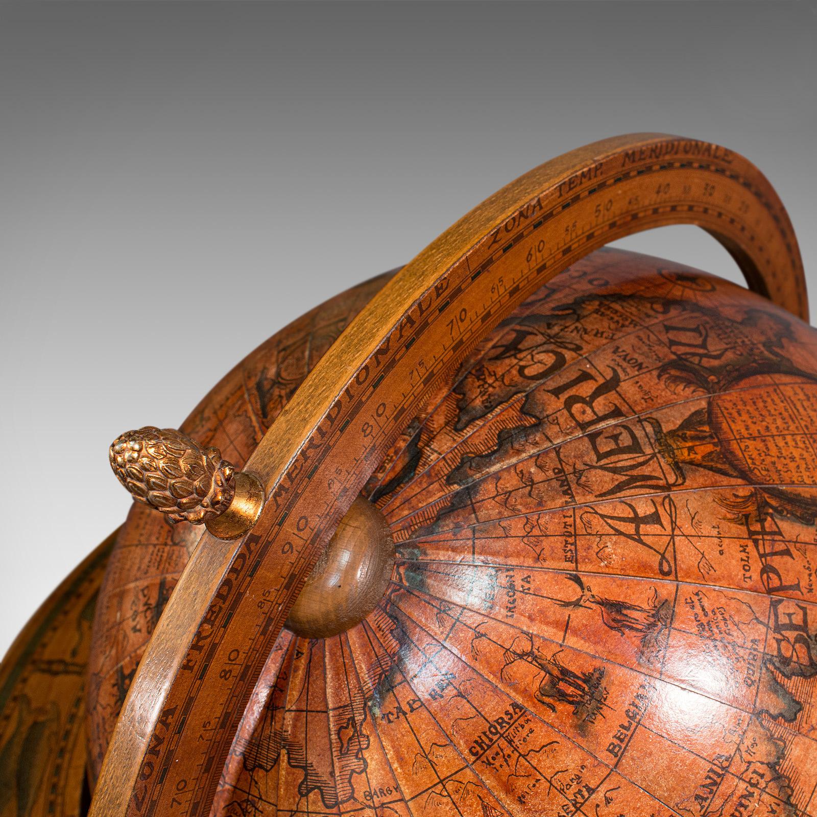 Large Vintage Terrestrial Globe, Continental, Beech, Rotating, Late 20th.C, 1970 4
