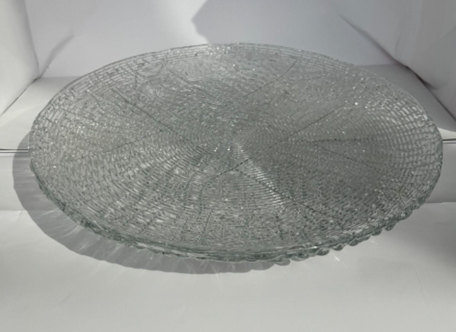 Large Vintage Textured Glass Platter with Spiral Pattern In Excellent Condition In NYC, NY