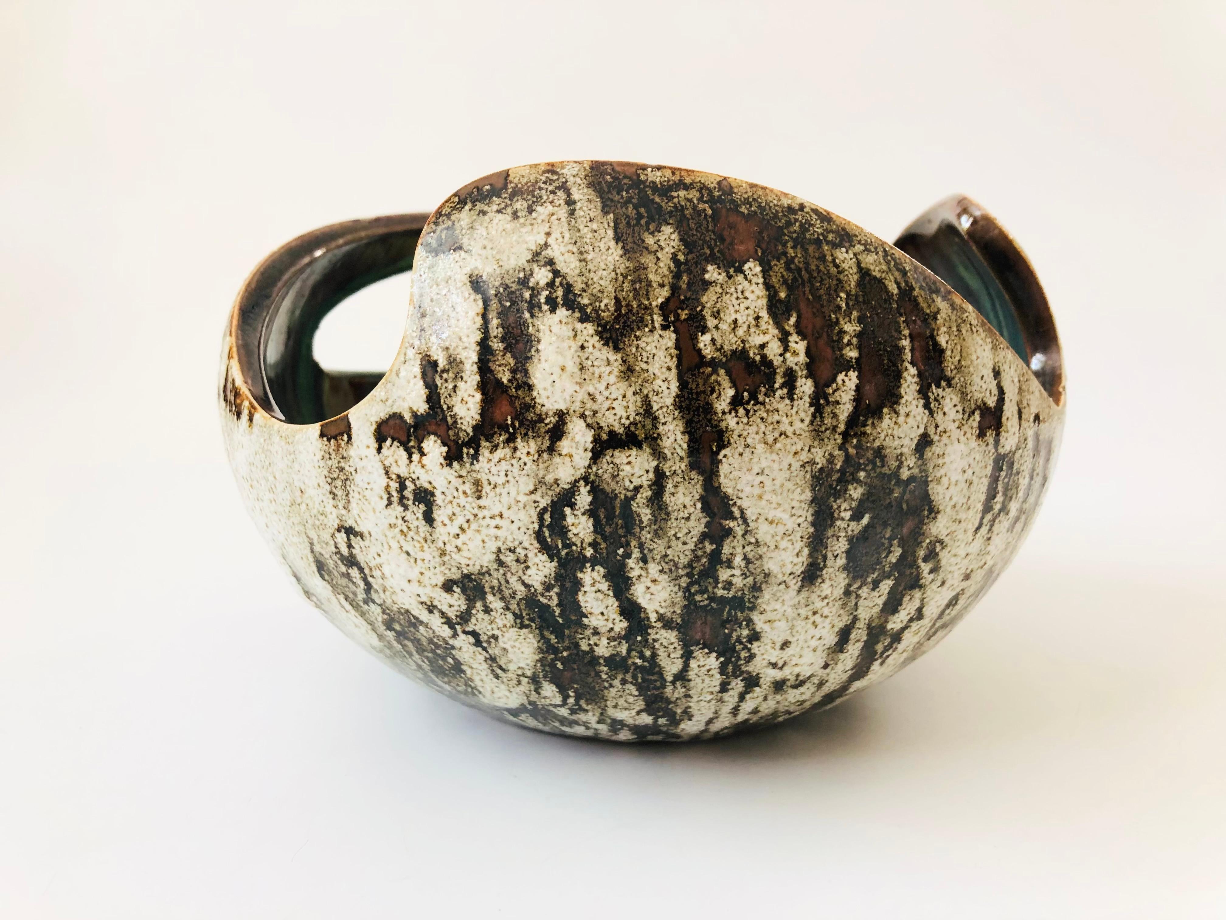 Pottery Large Vintage Textured Ikebana Bowl