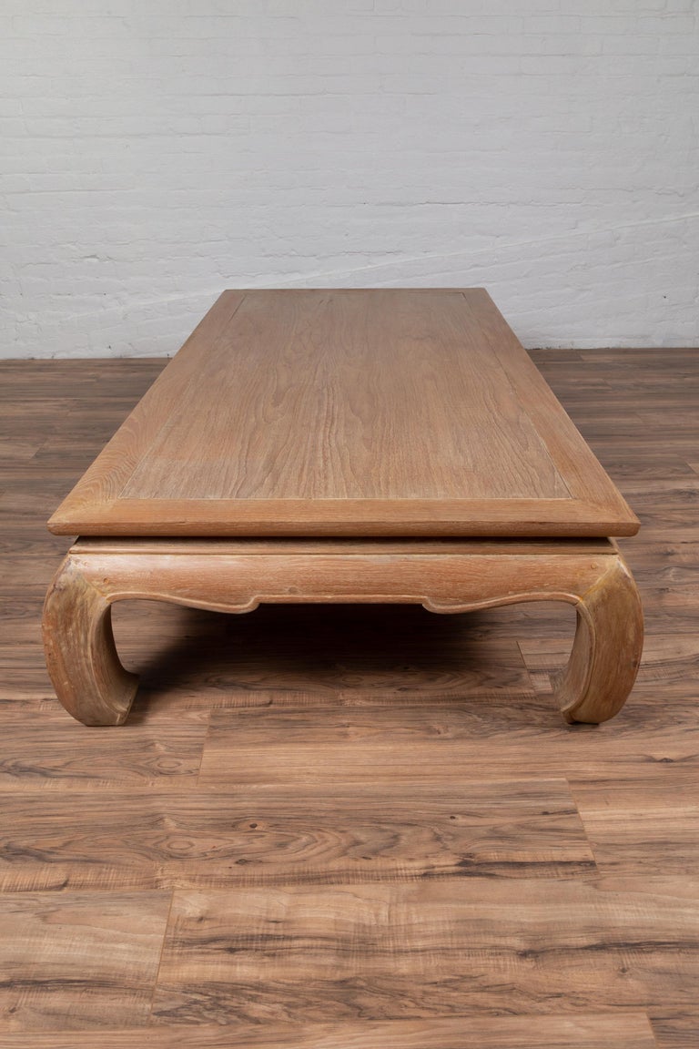 Large Vintage Thai Chinese Dynasty Style Teak Coffee Table with Natural Patina For Sale at 1stdibs
