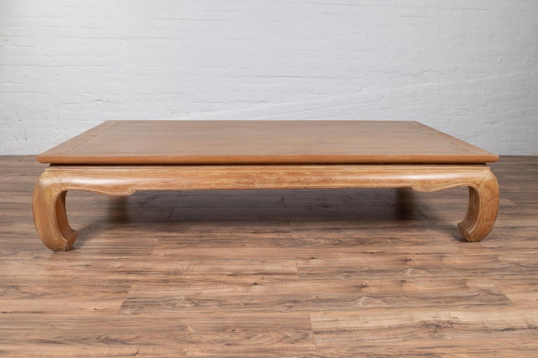 Large Vintage Thai Ming Dynasty Style Teak Coffee Table with Natural