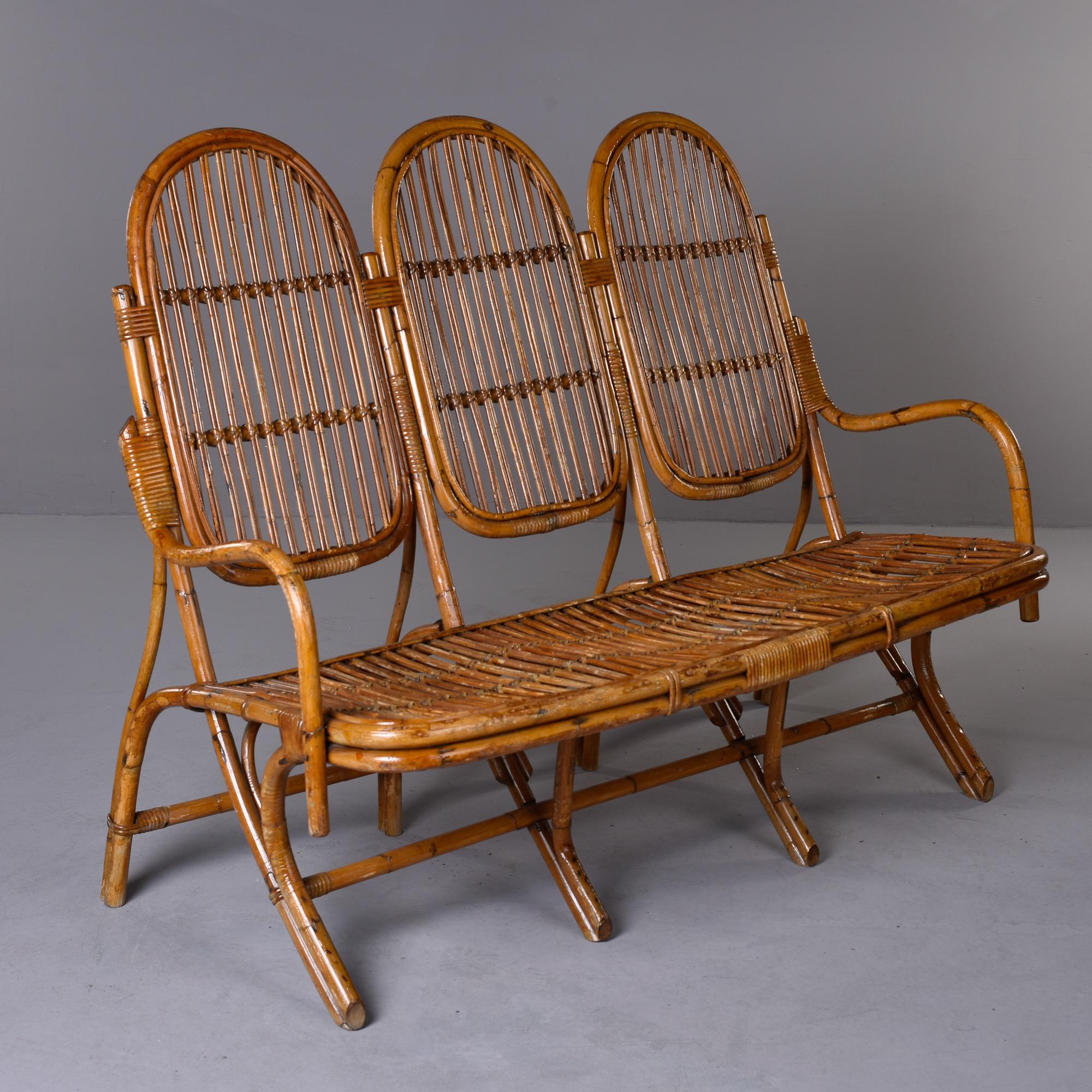 Large Vintage Three Seater Rattan Settee For Sale at 1stDibs vintage