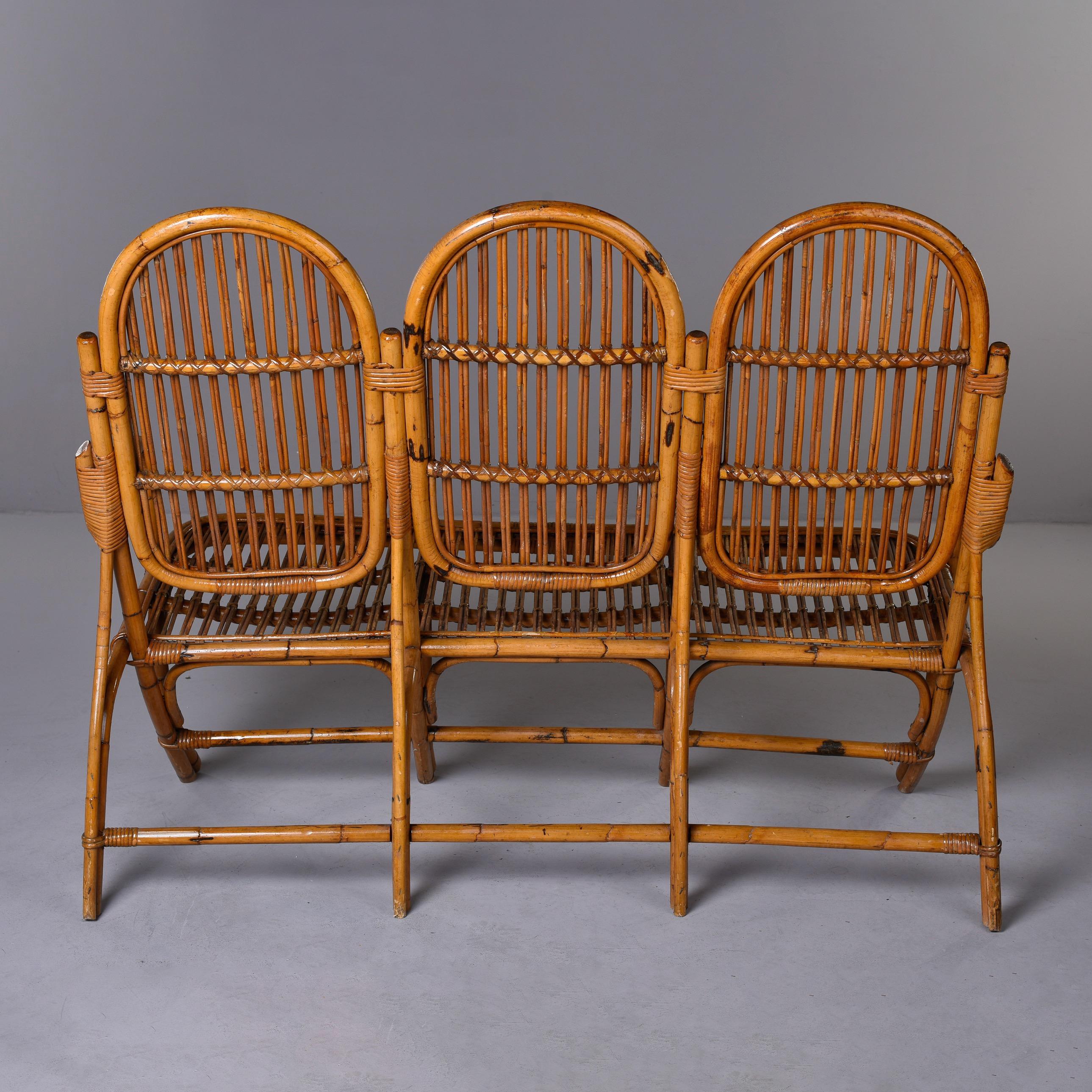 Large Vintage Three Seater Rattan Settee 2