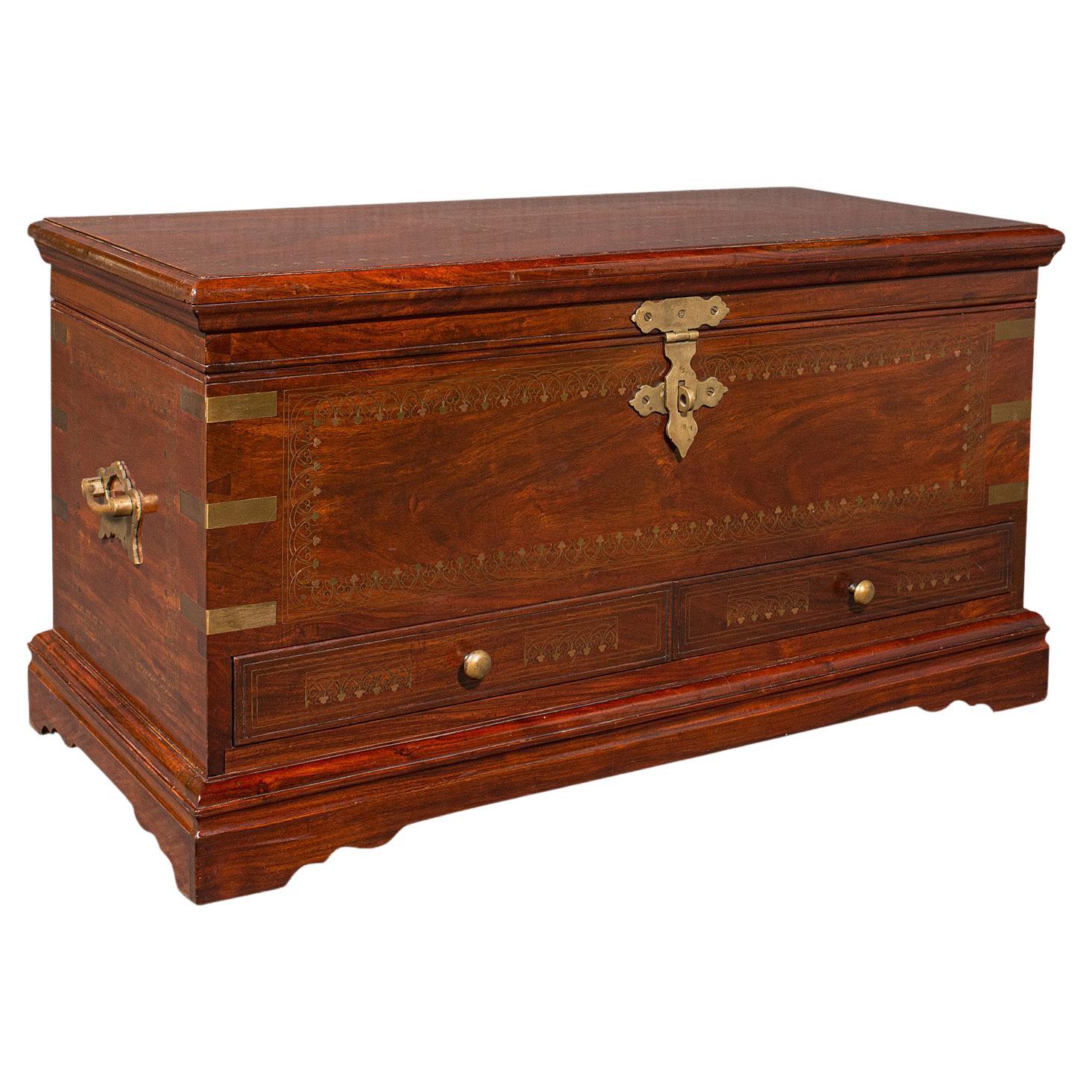 Large Vintage Tool Chest, Oriental, Carriage Trunk, Campaign, Mid 20th, C.1950 For Sale