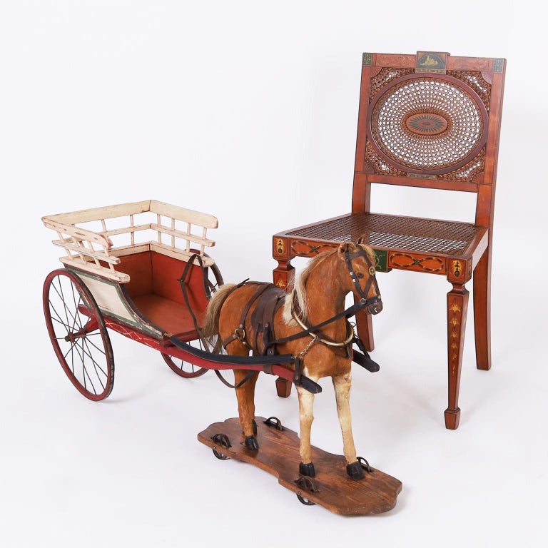 Large Vintage Toy Horse and Cart For Sale 3