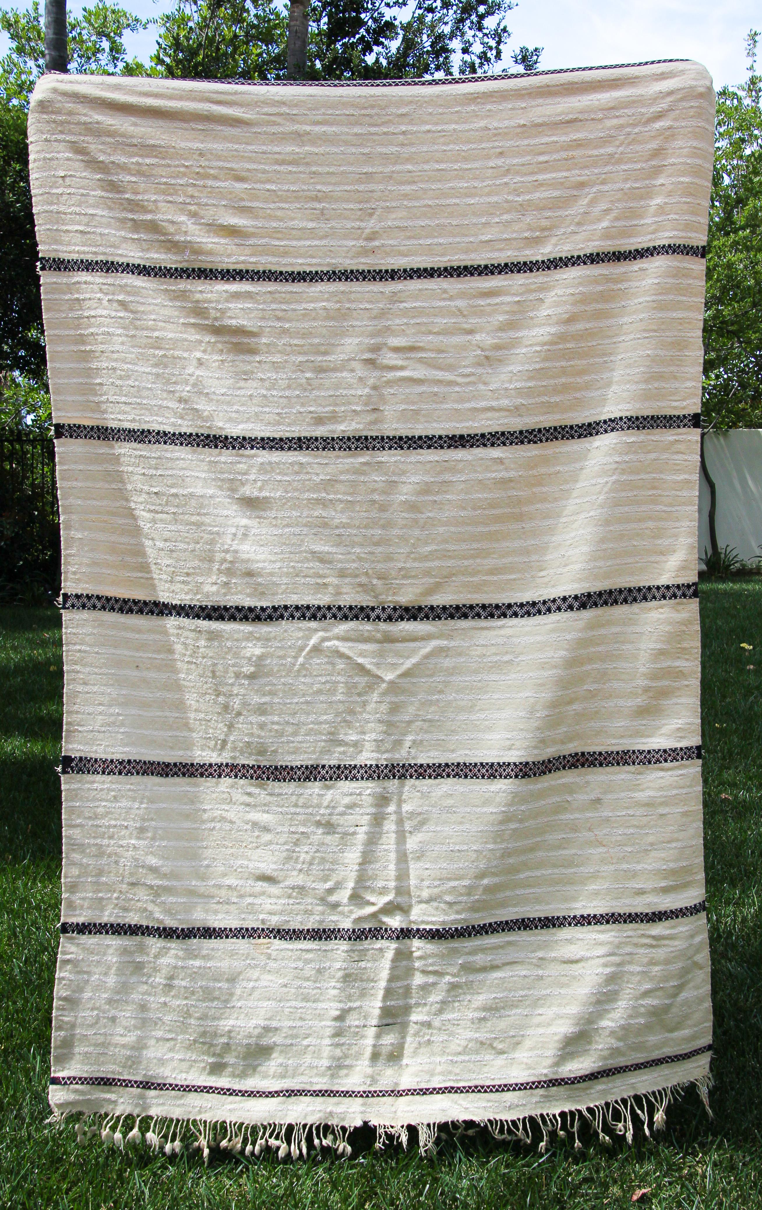Vintage Tribal Moroccan Textile Handcrafted Wedding Blanket Throw with Sequins For Sale 3
