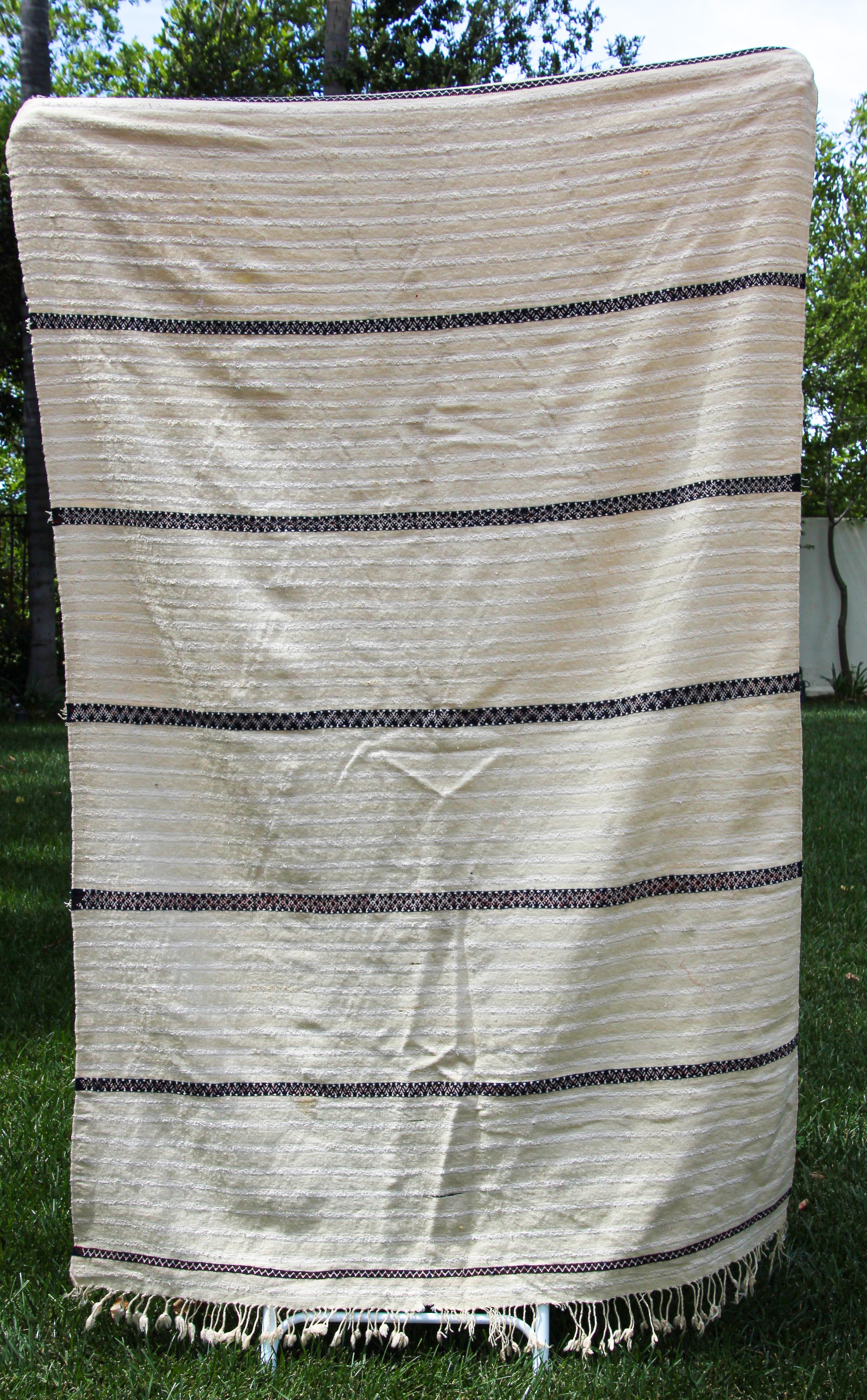 Vintage Tribal Moroccan Textile Handcrafted Wedding Blanket Throw with Sequins For Sale 6