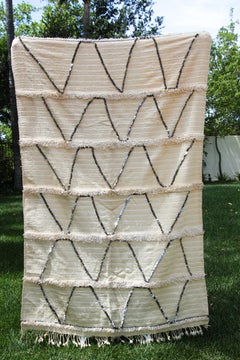 Vintage Tribal Moroccan Textile Handcrafted Wedding Blanket Throw with Sequins